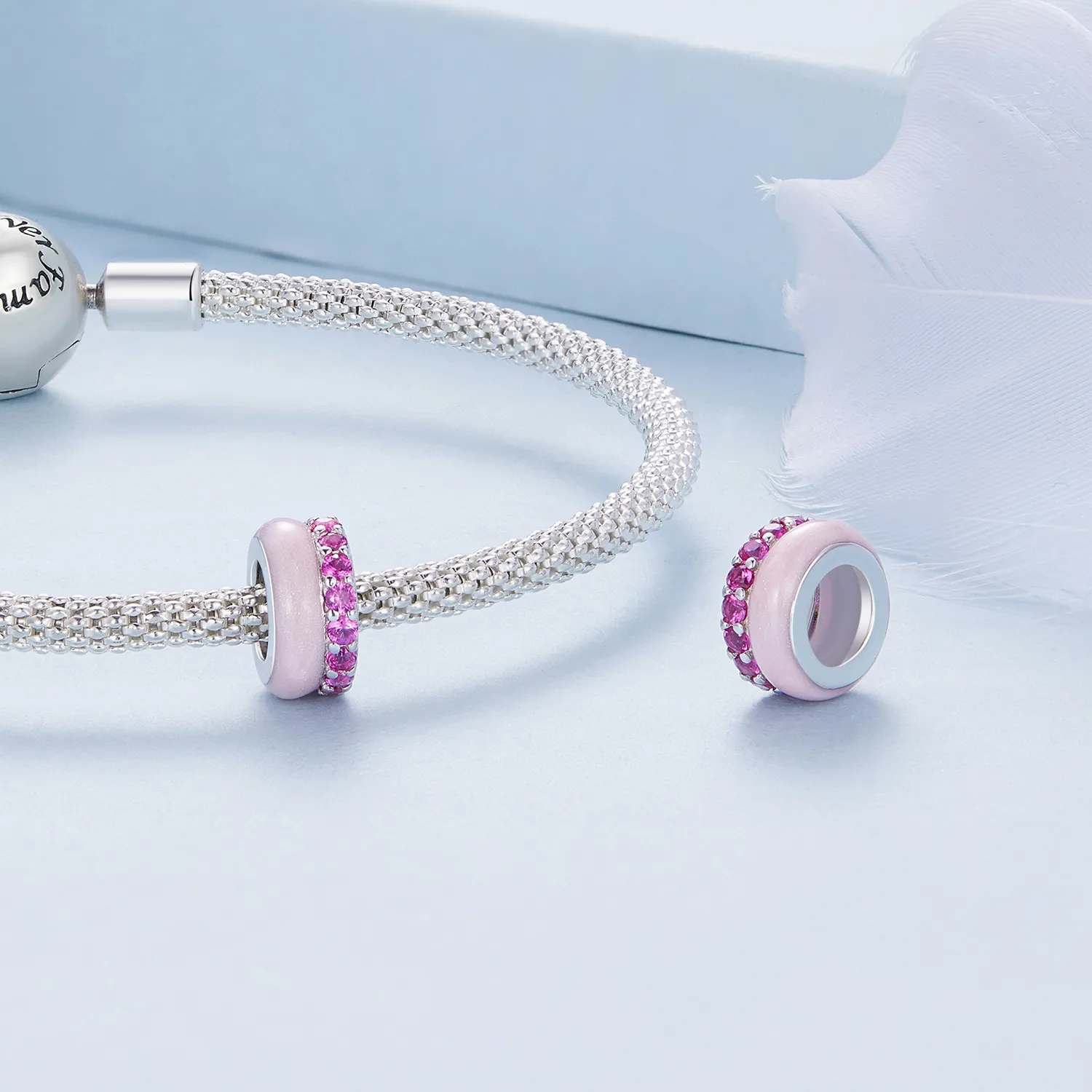 Pandora Style Rosa dobbeltlags silikonavstandsstykke - BSC883-PK