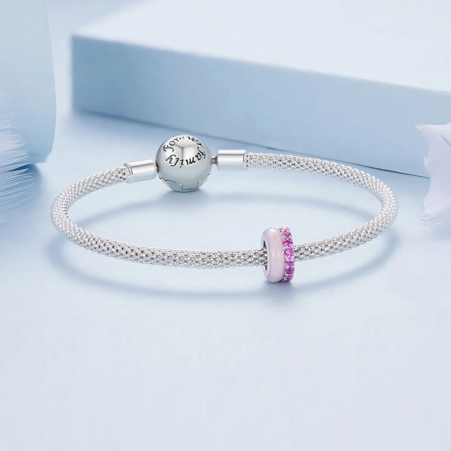 Pandora Style Rosa dobbeltlags silikonavstandsstykke - BSC883-PK