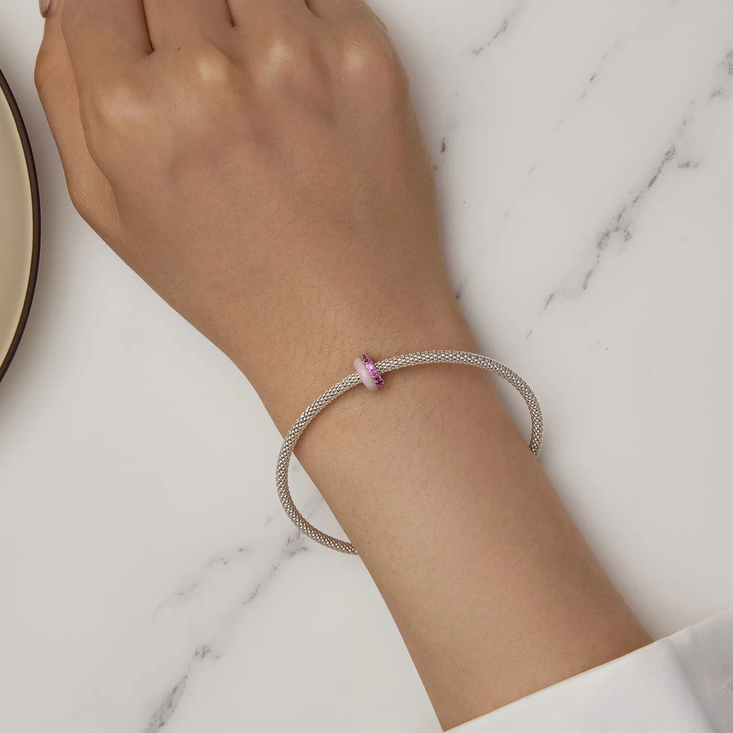 Pandora Style Rosa dobbeltlags silikonavstandsstykke - BSC883-PK