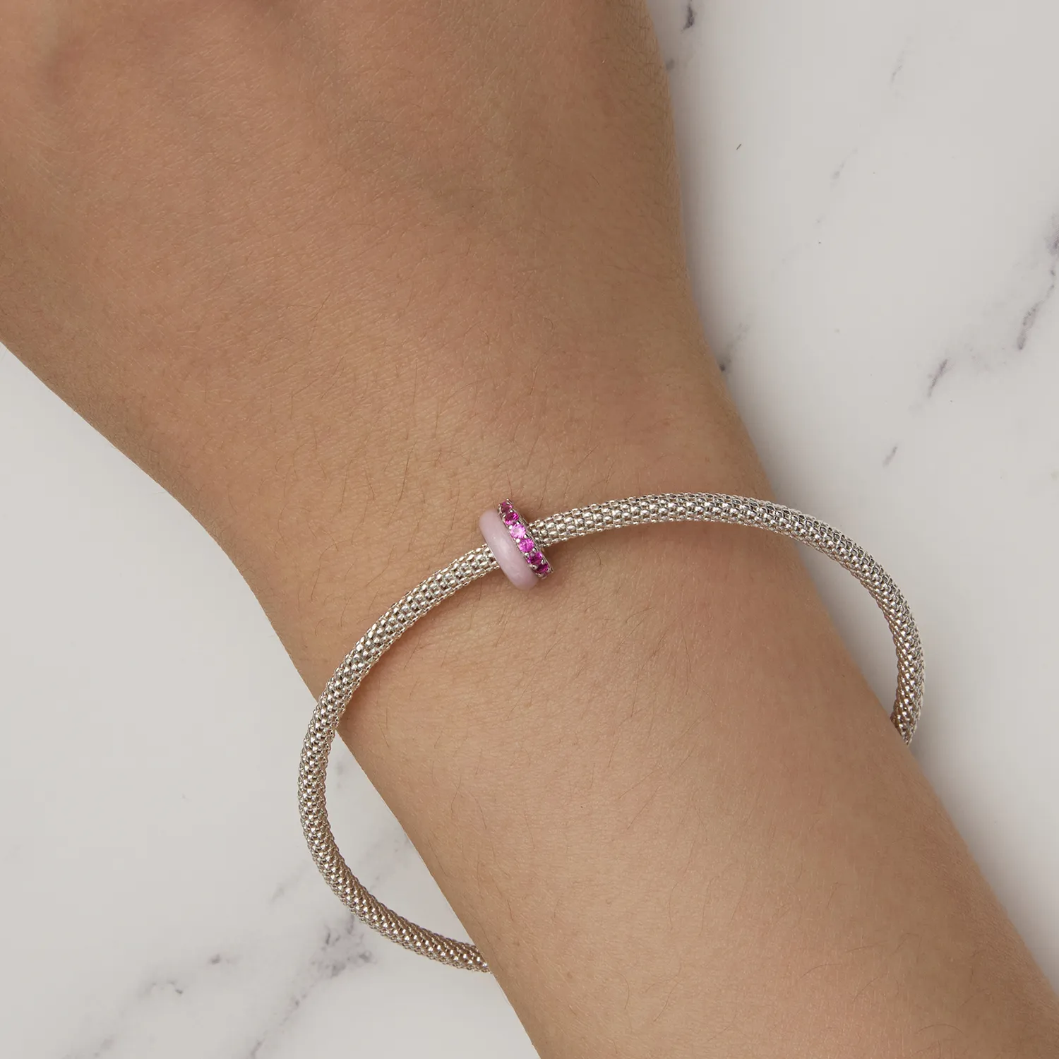 Pandora Style Rosa dobbeltlags silikonavstandsstykke - BSC883-PK