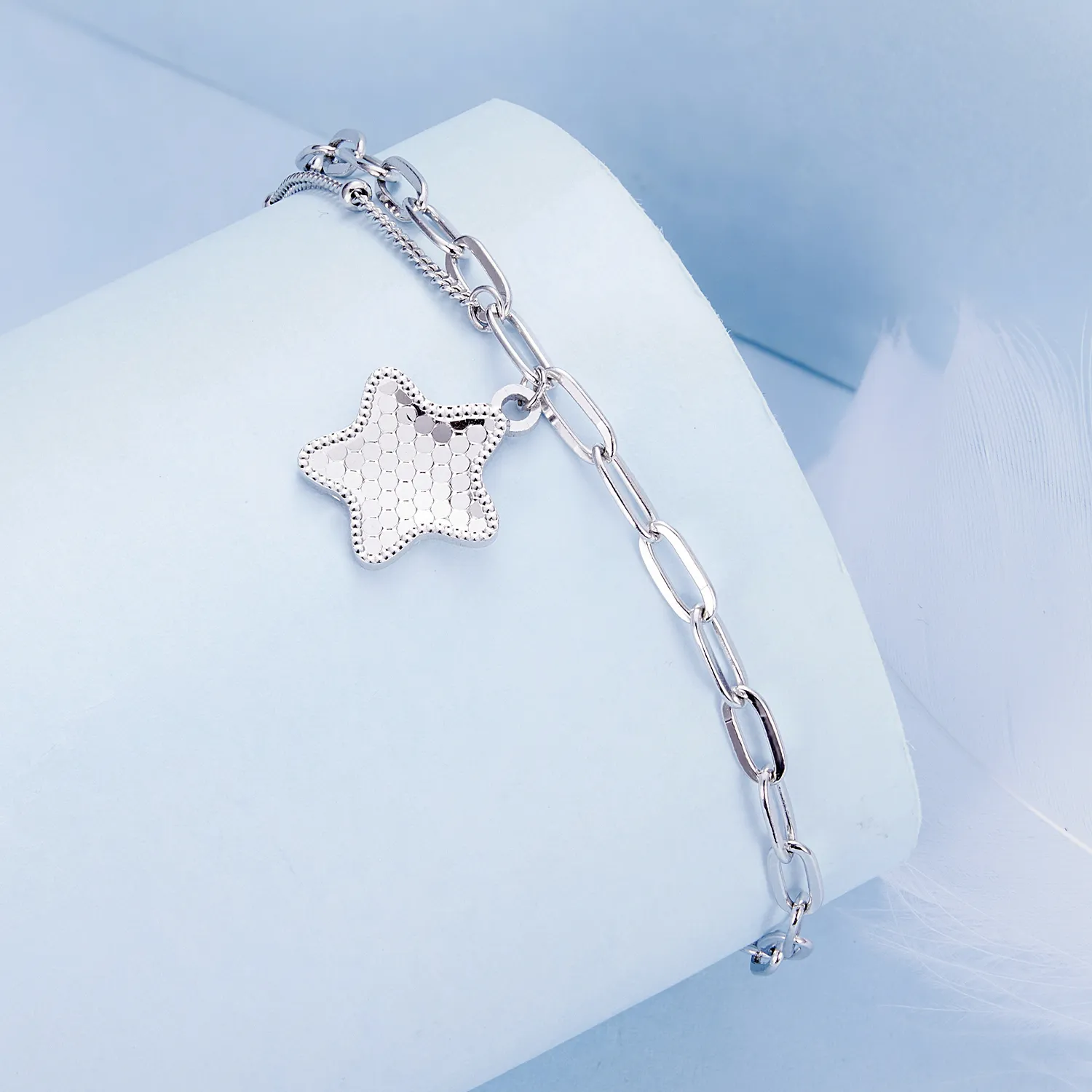 Pandora Style Shining Star Chain Armbånd - BSB137