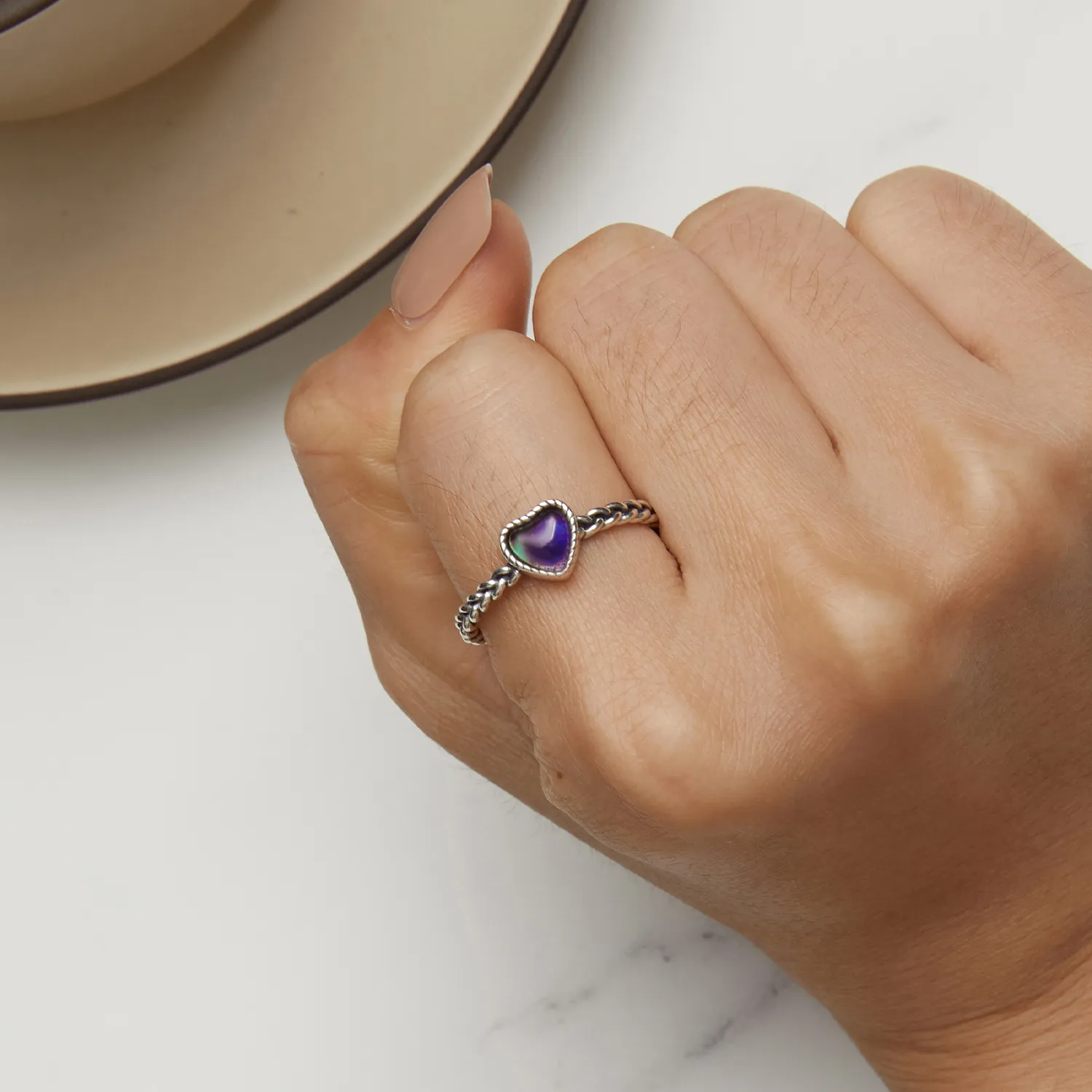 Pandora Style Simple Twist hjerteformet ring - SCR956