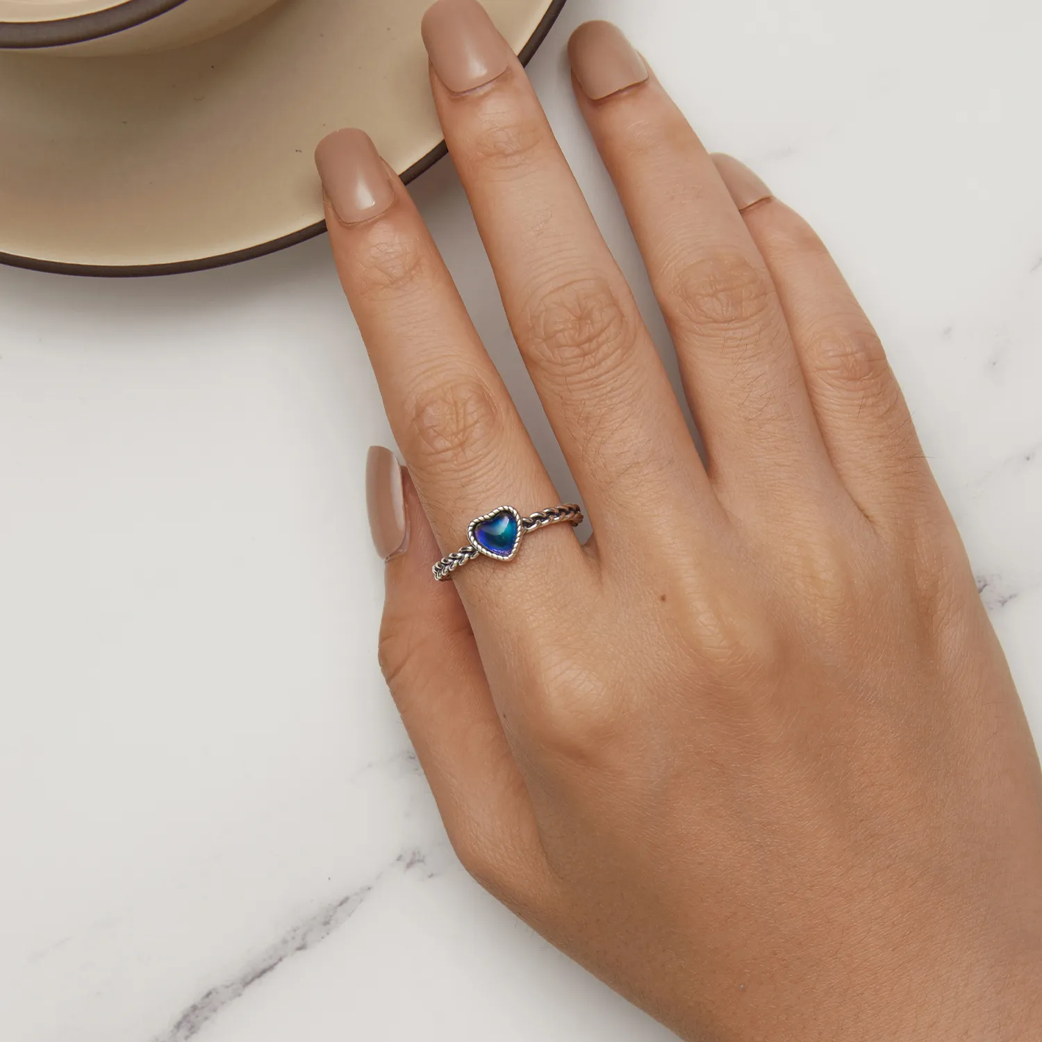 Pandora Style Simple Twist hjerteformet ring - SCR956