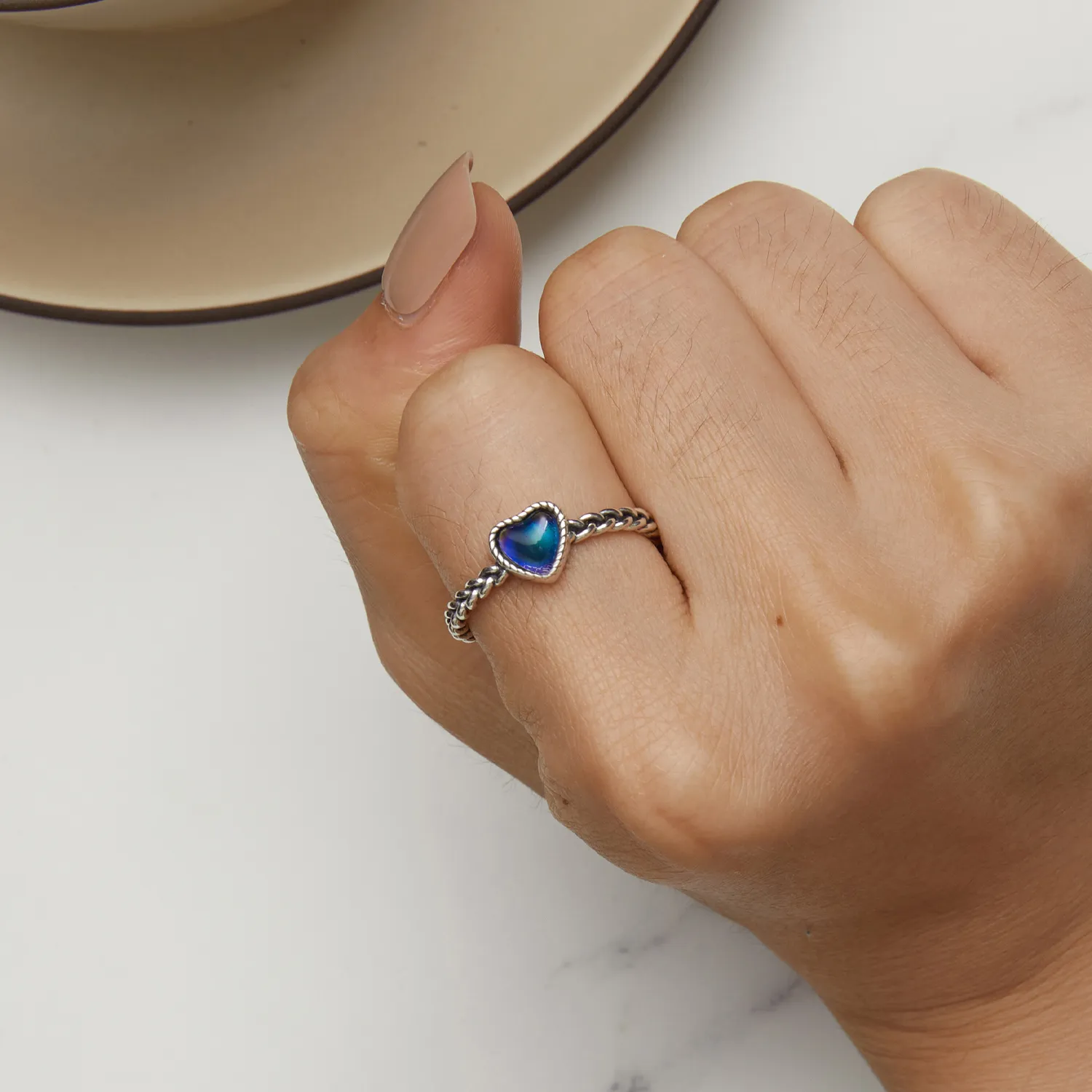 Pandora Style Simple Twist hjerteformet ring - SCR956