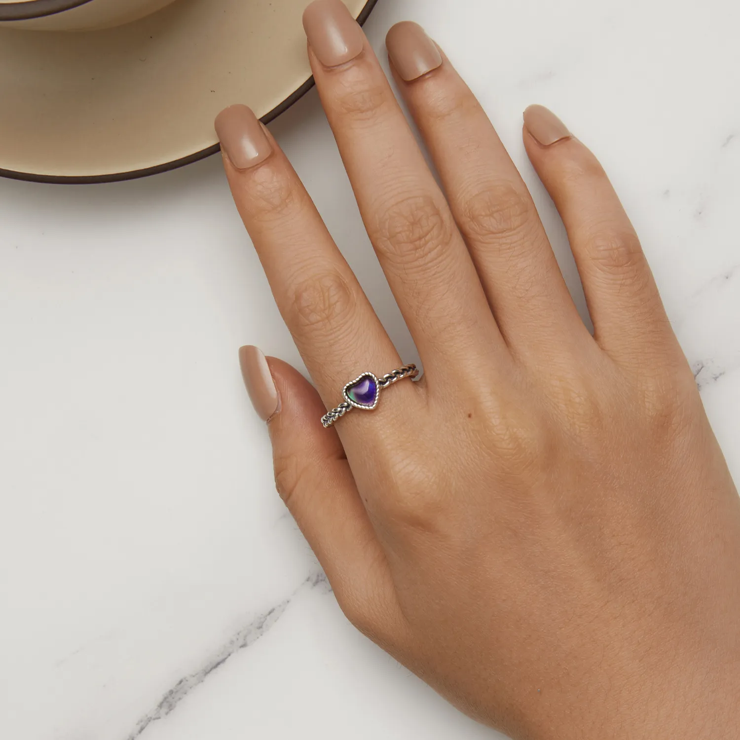 Pandora Style Simple Twist hjerteformet ring - SCR956