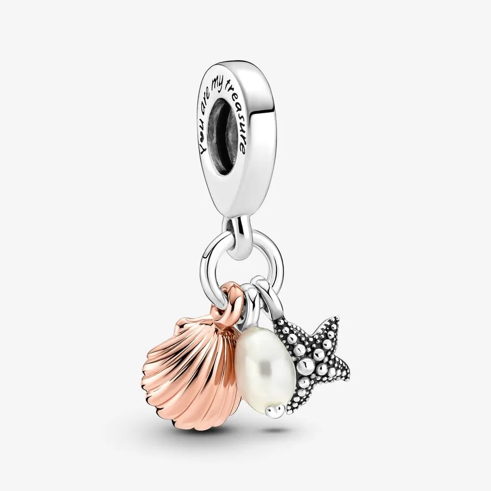 pandora behandlet ferskvannskulturperler sjøstjerne og skall trippel hengende charm 781690c01