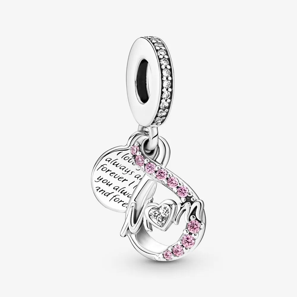 pandora mor evighet pavé dobbel hengende charm 791468c01
