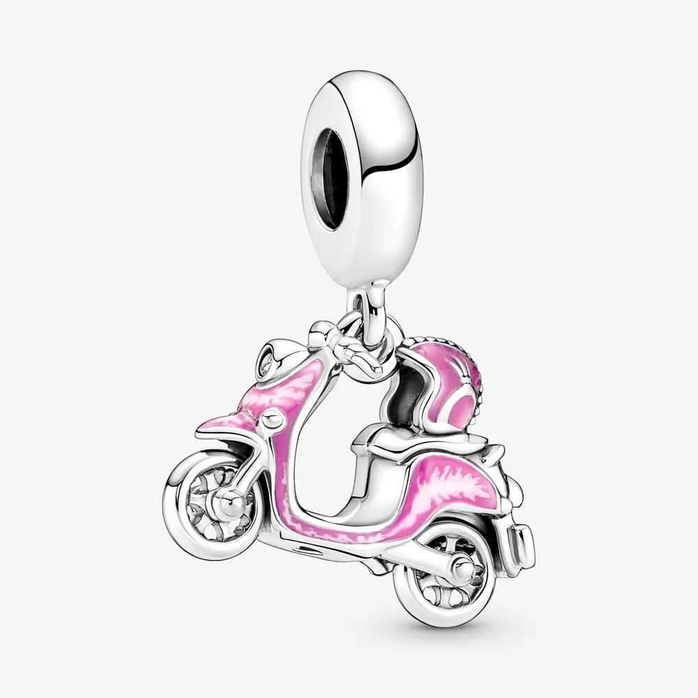 pandora rosa scooter hengende charm 791057c01