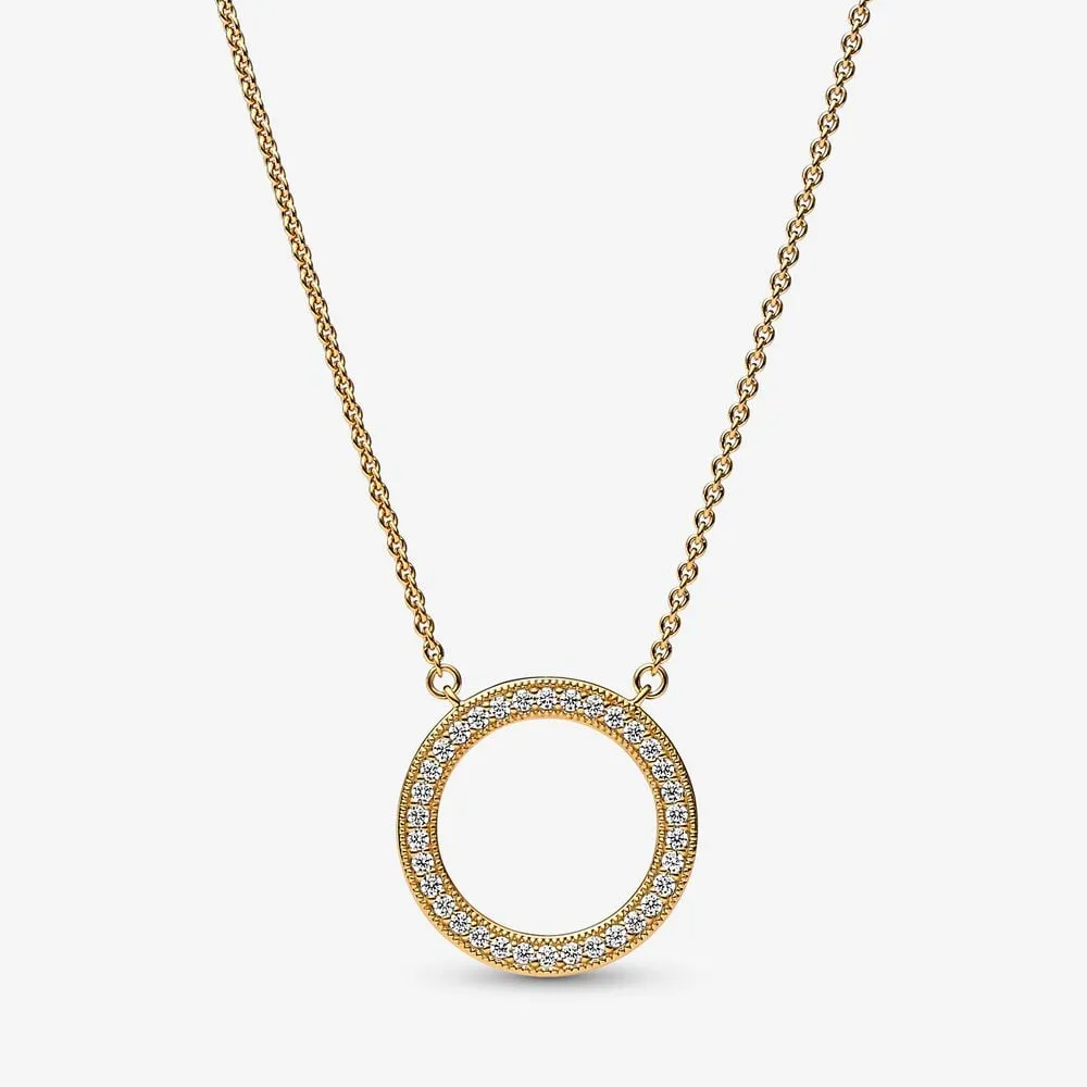 pandora signature pavé og hjerter halskjede med rundt anheng 362735c01 45