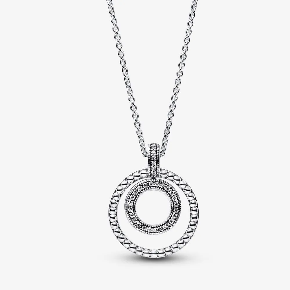 pandora signature pavé og sølvkuler anheng og halskjede 392308c01