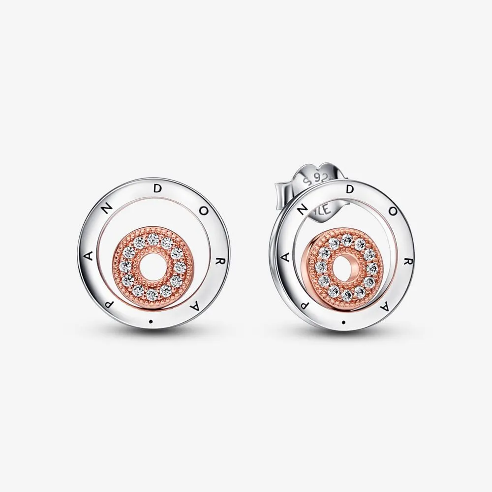 Pandora Signature Tofargede Logo Sirkler Øredobber - 282314C01