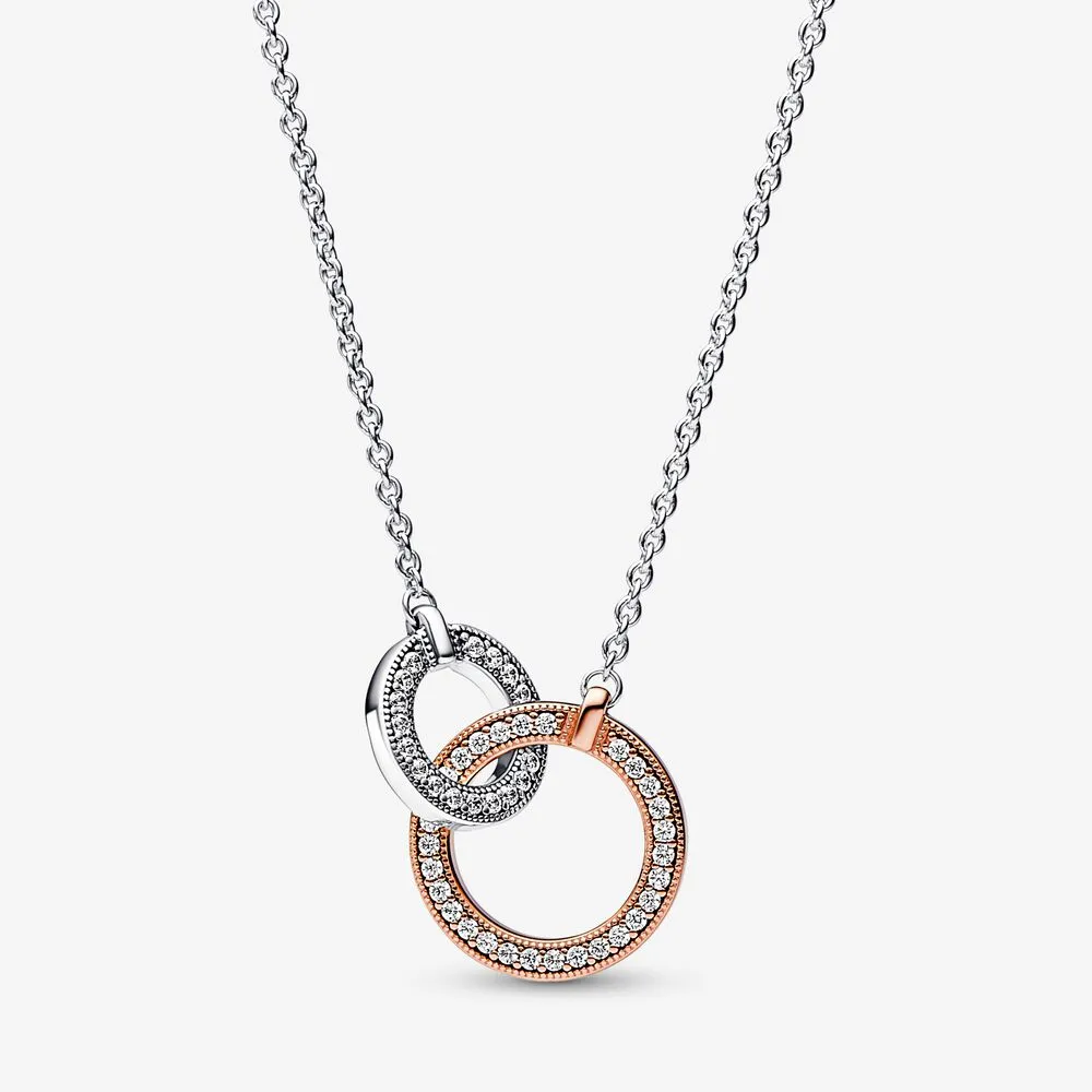 pandora signature tofarget halskjede med sammenkoblede sirkler 382778c01