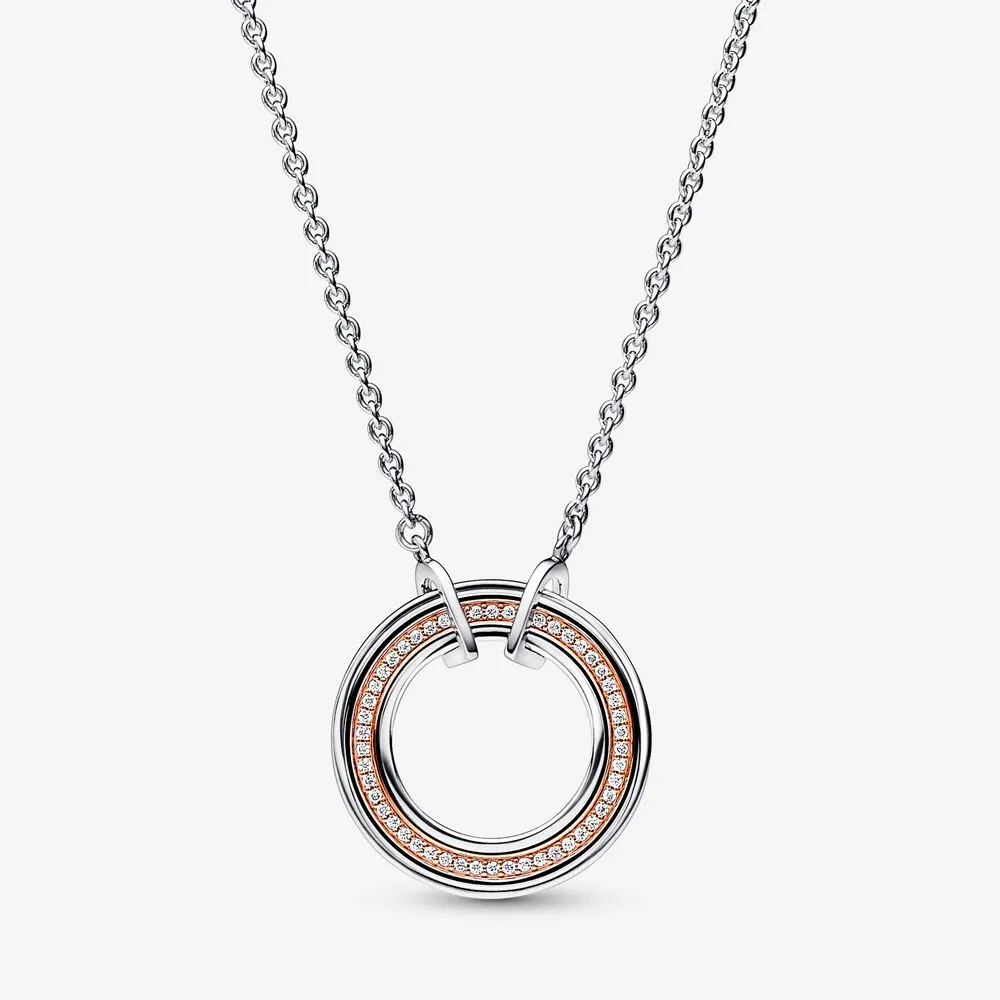 pandora signature tofarget logo og pavé halskjede 382772c01