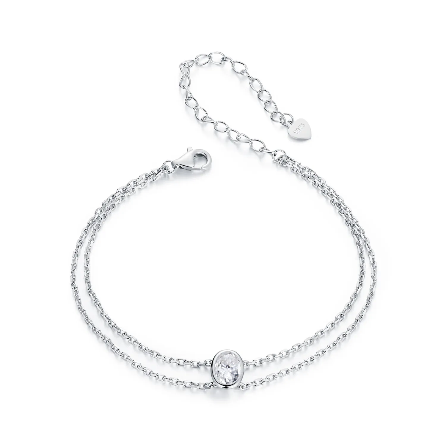 pandora style 1 karat dobbeltlags moissanite armbånd ett sertifikat msb012