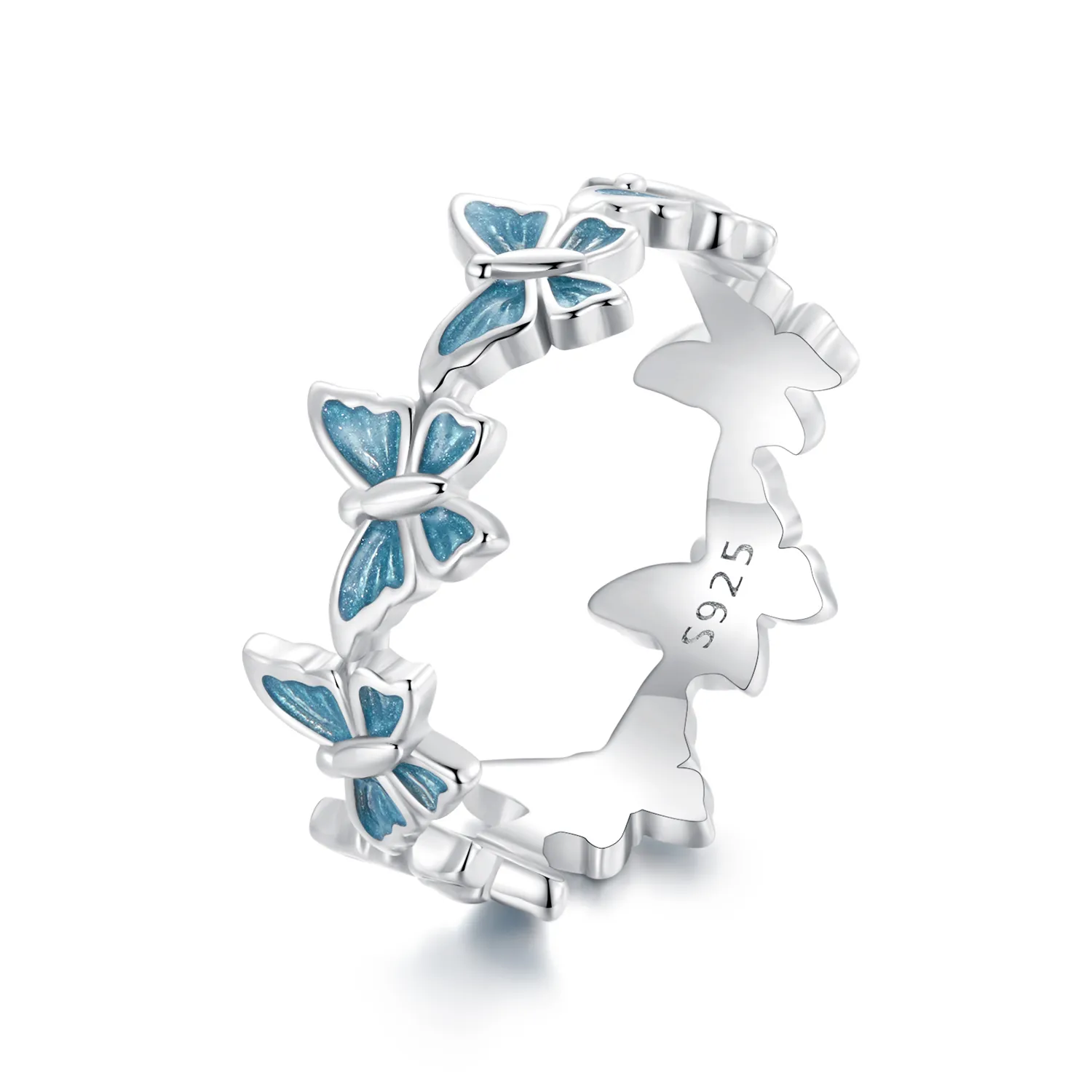 pandora style blå sommerfuglring bsr508