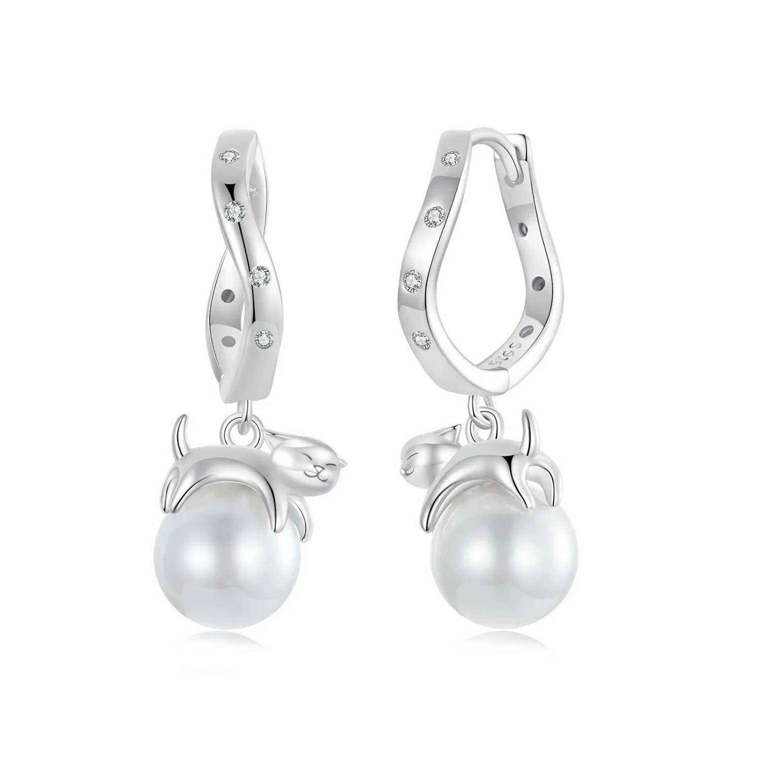 pandora style cat shell øredobber sce1692