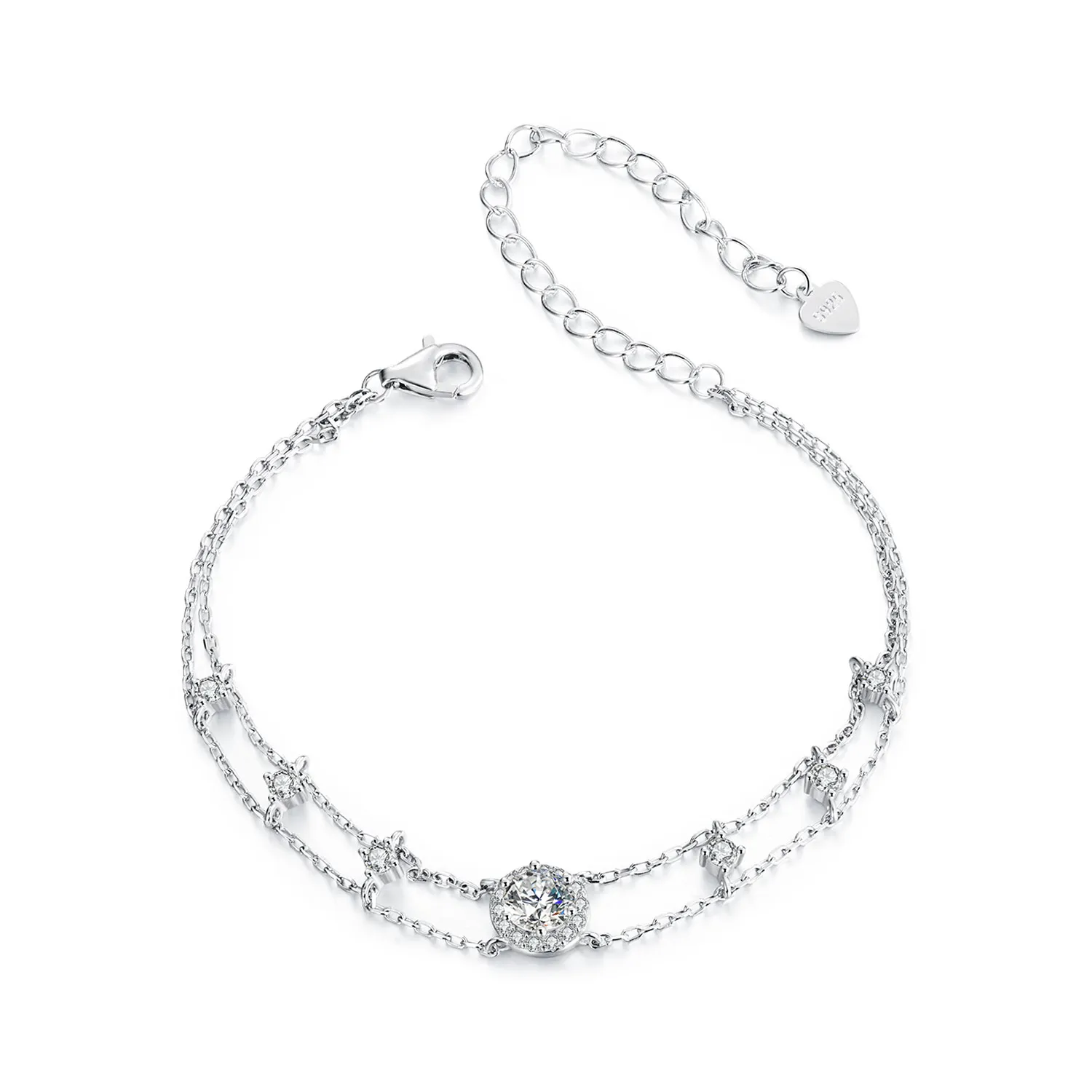 pandora style glitrende dobbelt moissanite armbånd ett sertifikat msb013