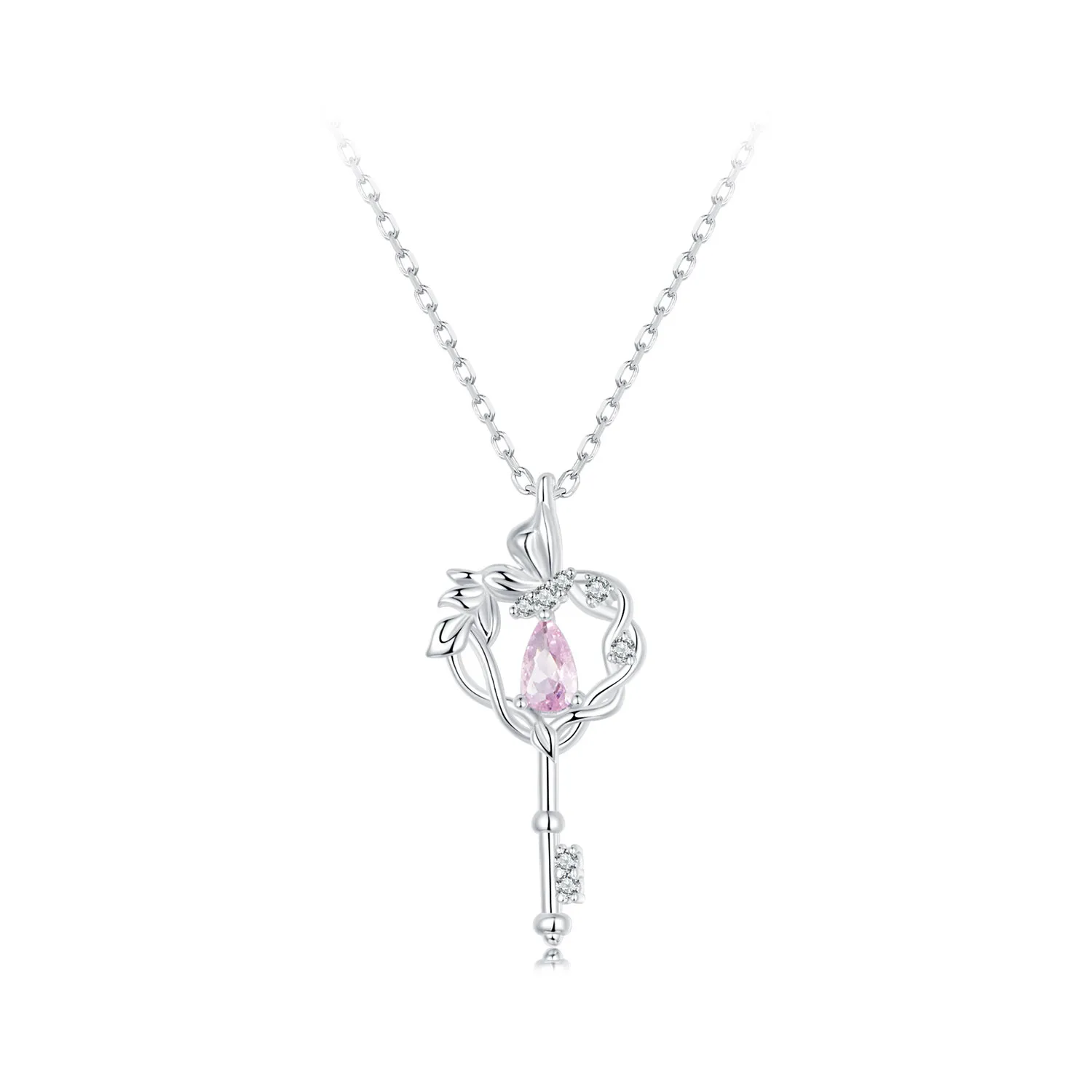 pandora style butterfly vine heart key halskjede scn518