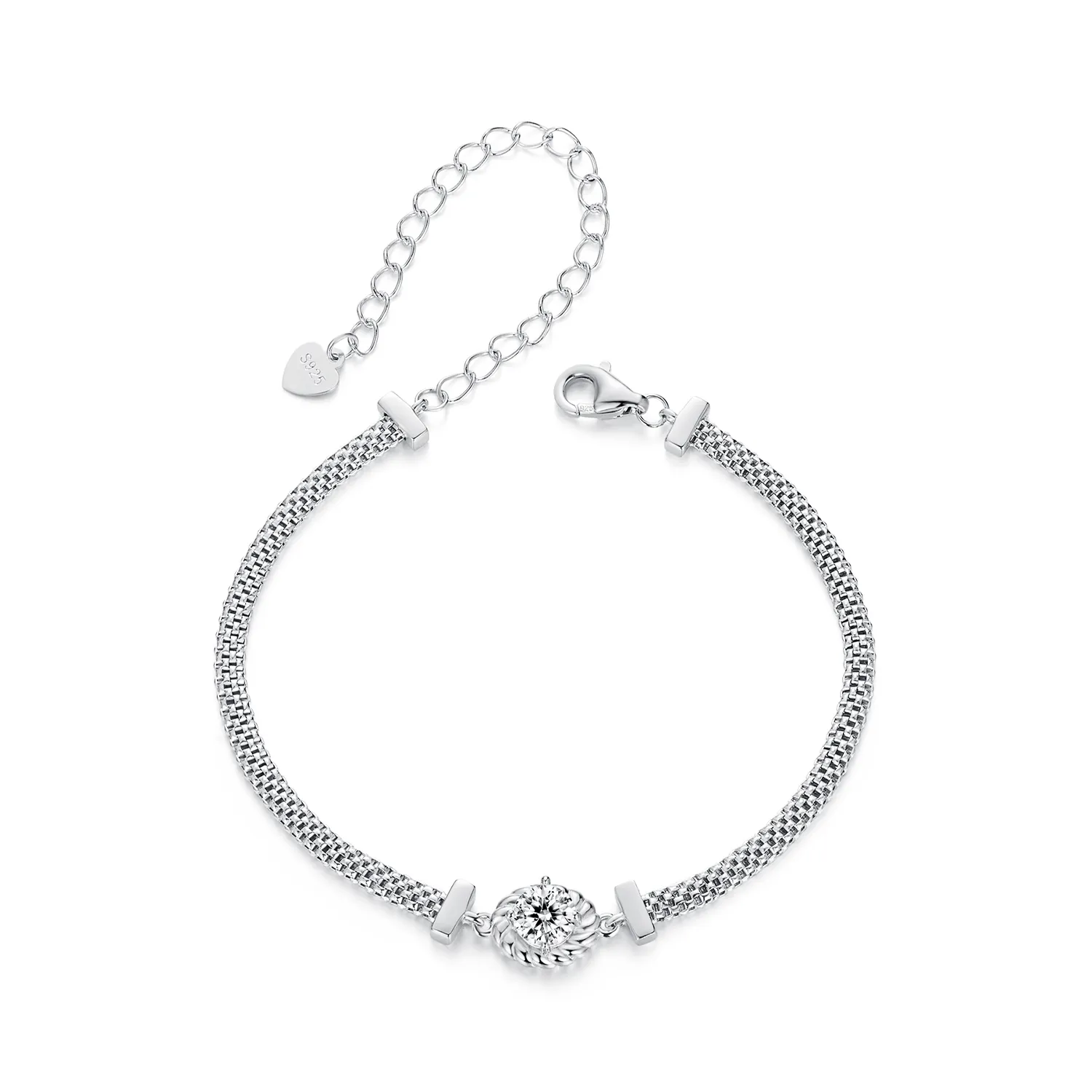 pandora style moissanite flettet sterlingsølvarmbånd ett sertifikat msb015