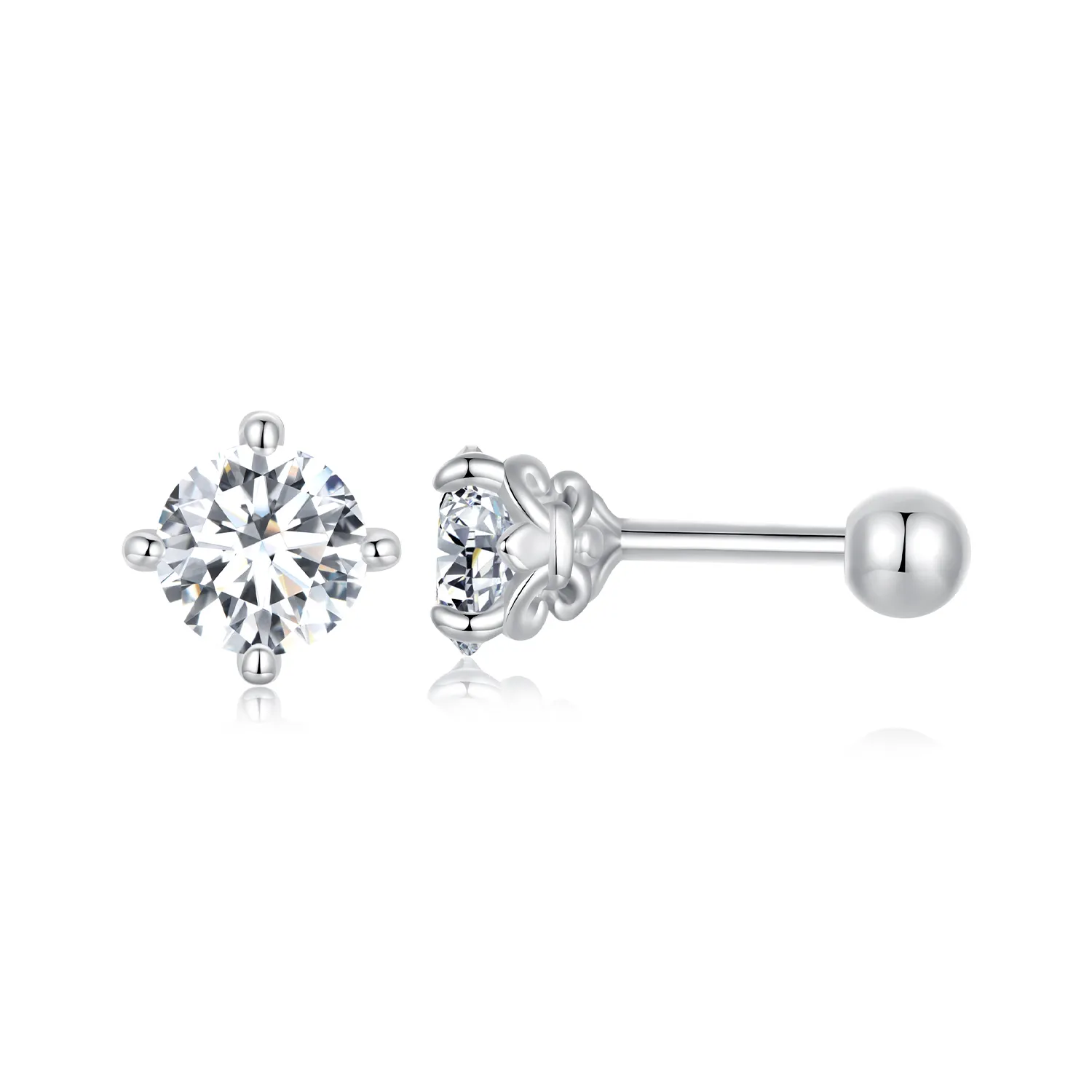 PANDORA-stil Moissanite-mønster med trådkuleøredobber (to sertifikater) - MSE050