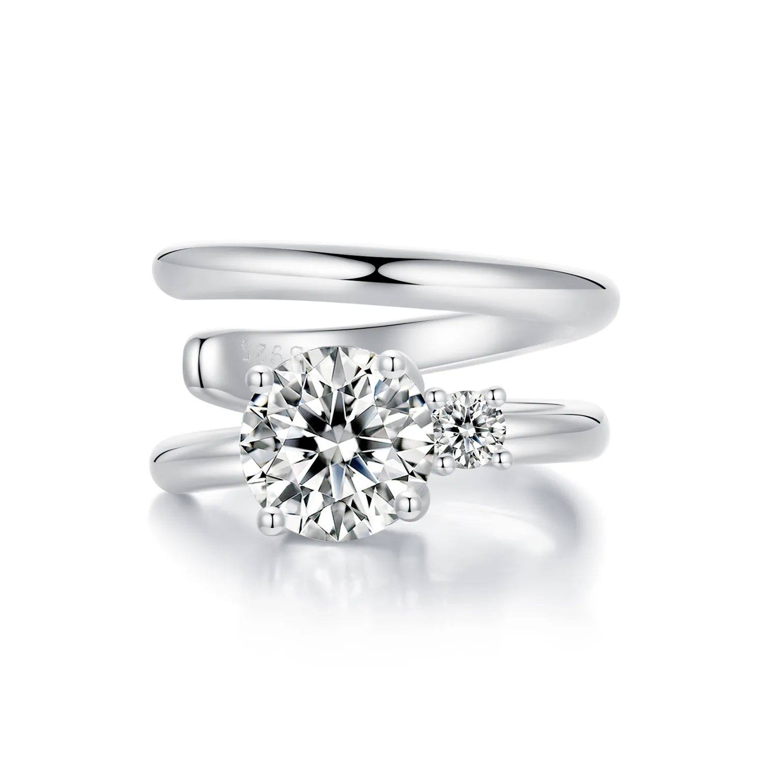 pandora style dobbel moissanite øremansjett med ett sertifikat mse058