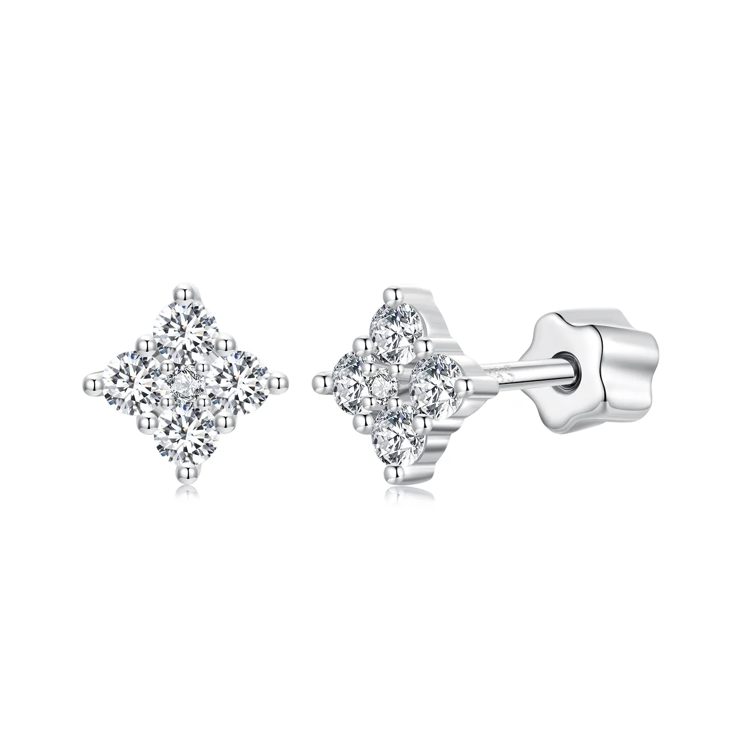 pandora style firkløver moissanite øredobber med ett sertifikat mse056