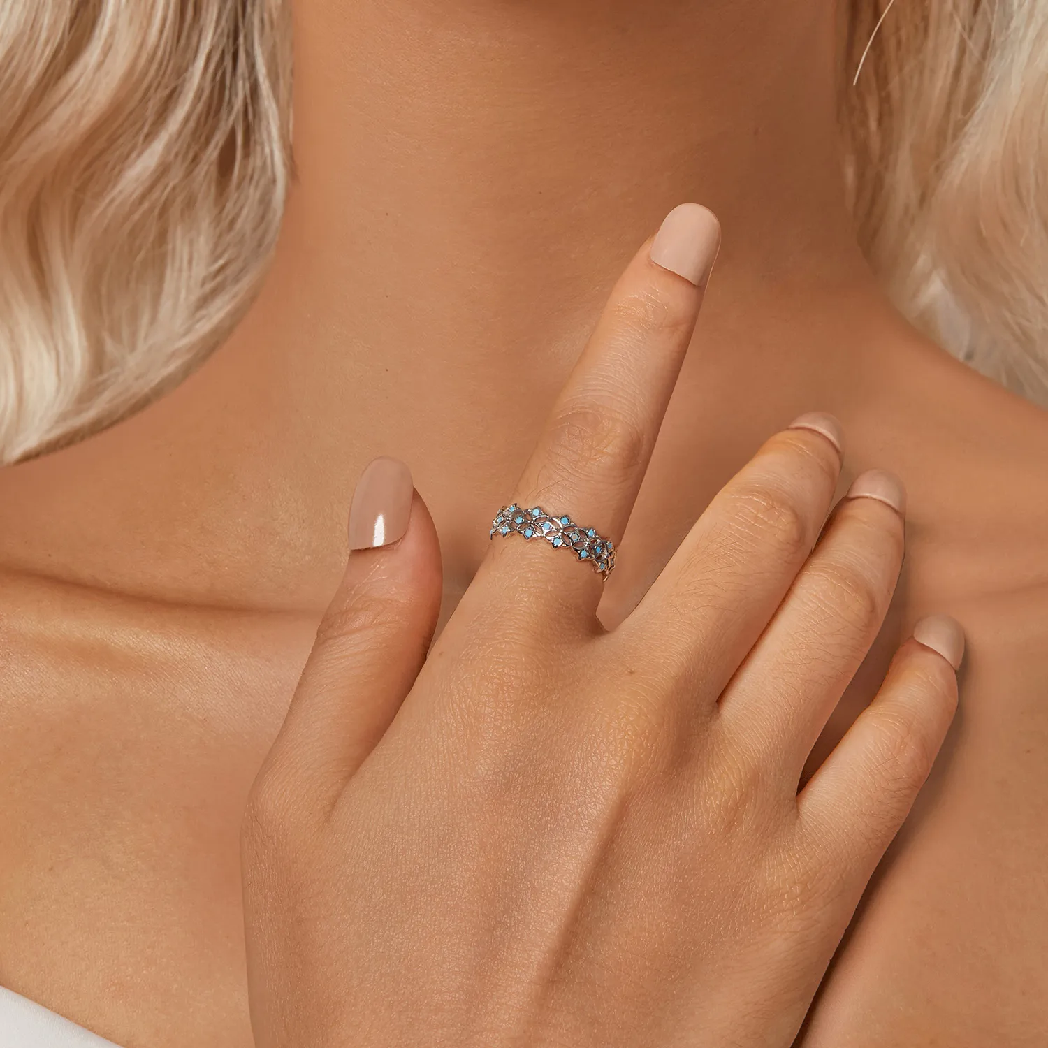 PANDORA-stil turkis ring - BSR556