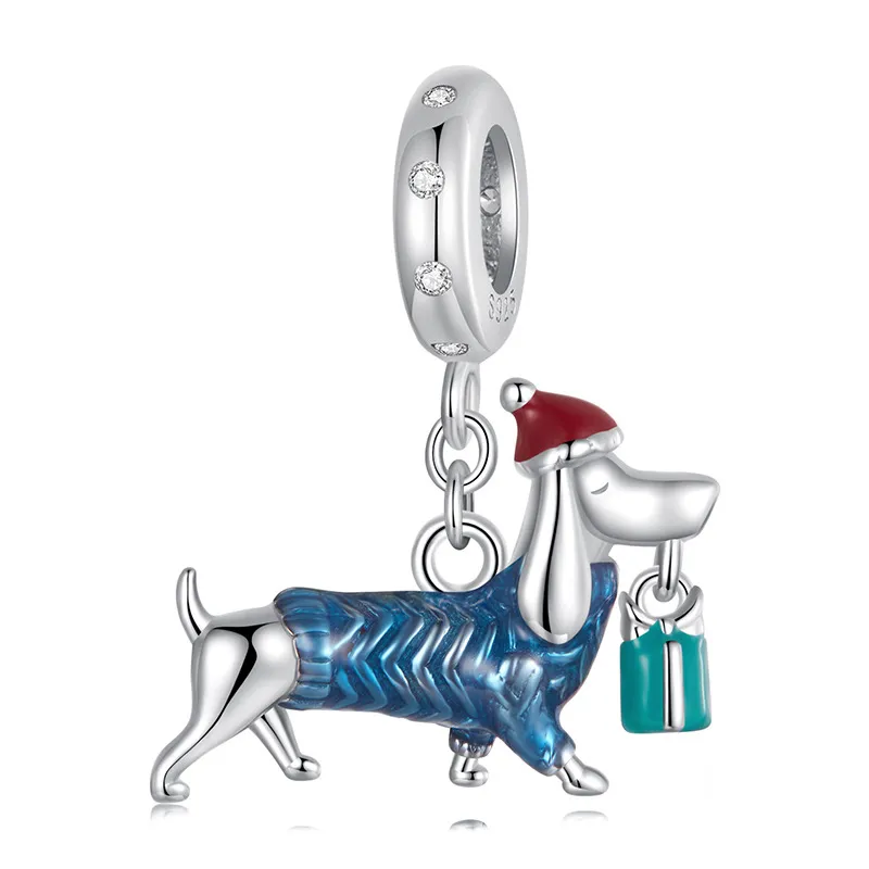 pandora style christmas dachshund anheng bsc1069