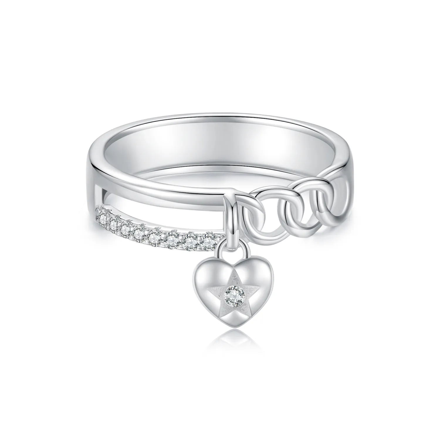 pandora style hjerteformet dobbel kjedering bsr572
