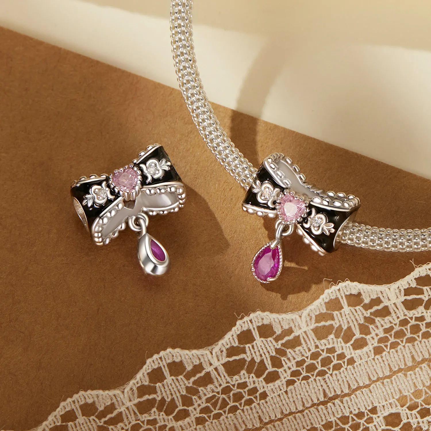 PANDORA Style romantiske sløyfeperler - BSC1055