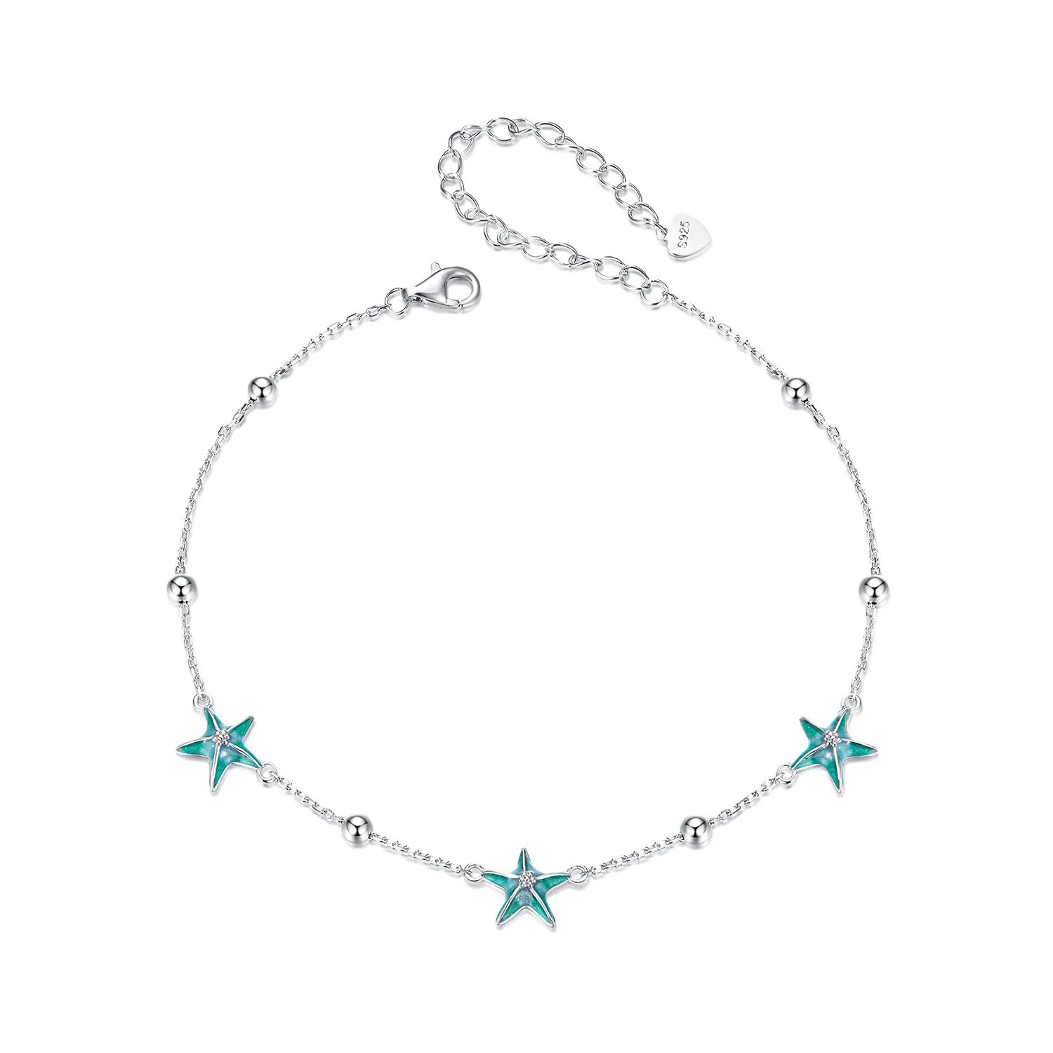 pandora style starfish teal anklet sct026