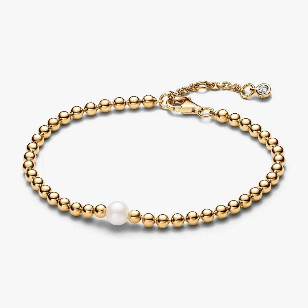 Pandora Behandlet Ferskvannskulturperle og Sølvkuler Armbånd - 563173C01