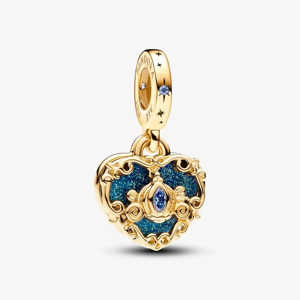 pandora disney askepotts vogn og hjerte dobbel hengende charm 763072c01