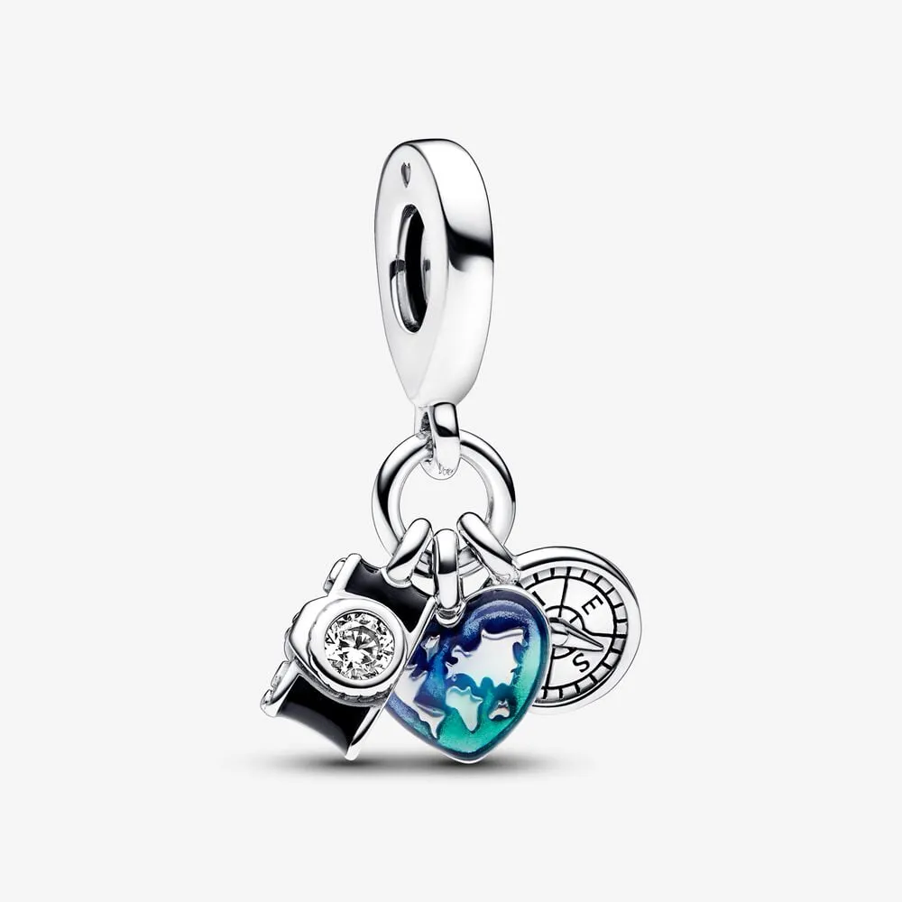 Pandora Kamera, Hjerte og Kompass Trippel Hengende Charm - 792703C01