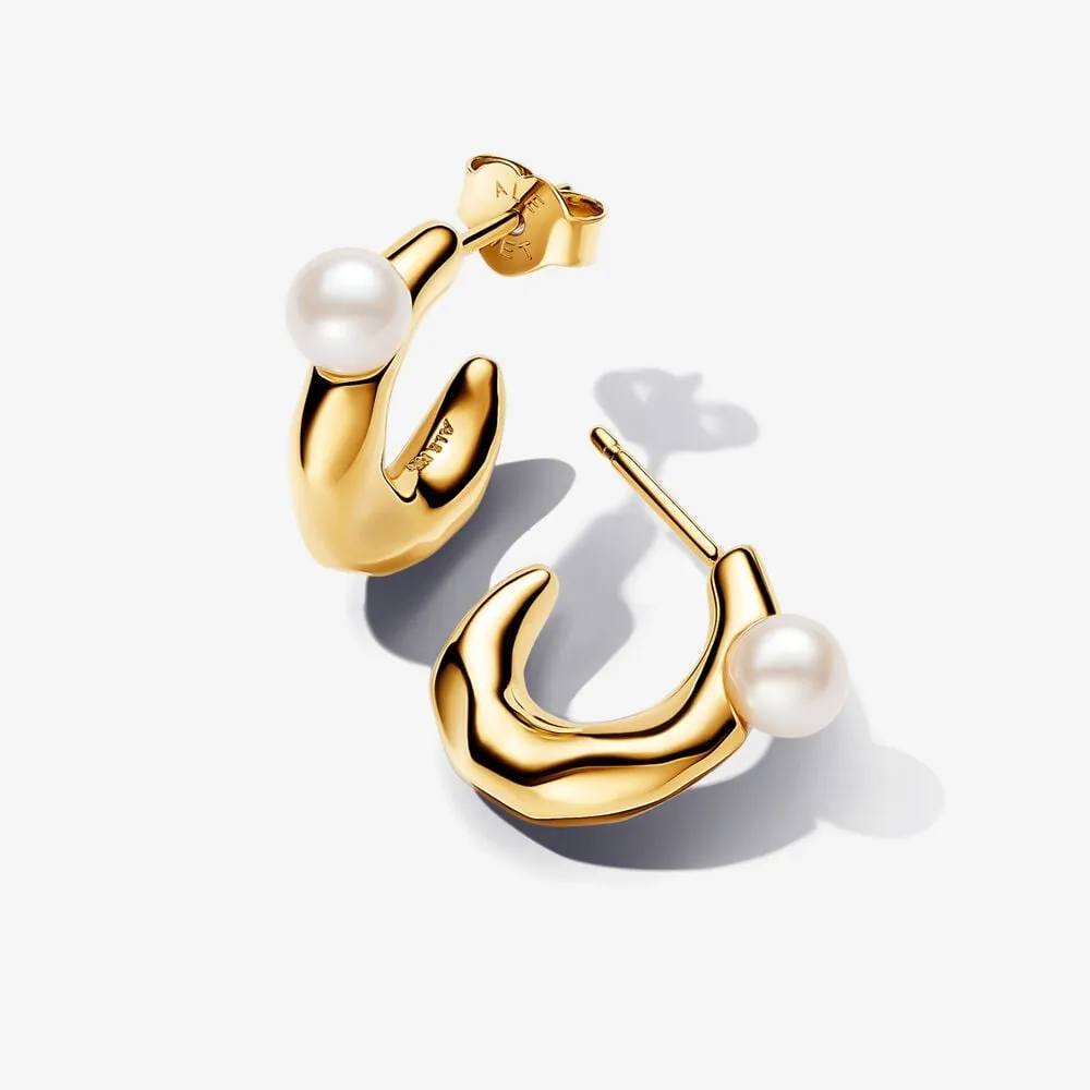 pandora organisk formede hoop øreringer med behandlet ferskvannskulturperle 263261c01