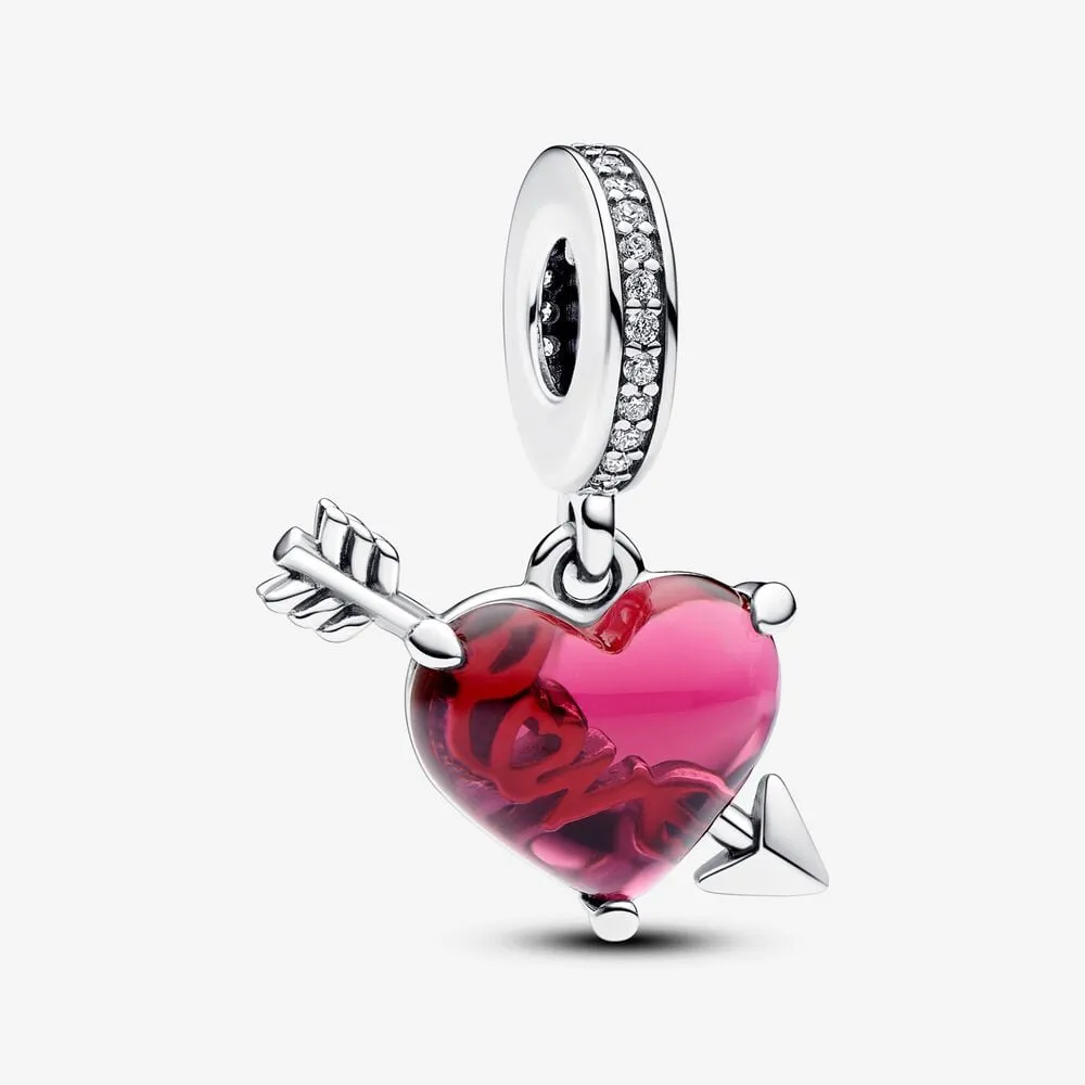 Pandora Rødt Hjerte og Pil Muranoglass Hengende Charm - 793085C01