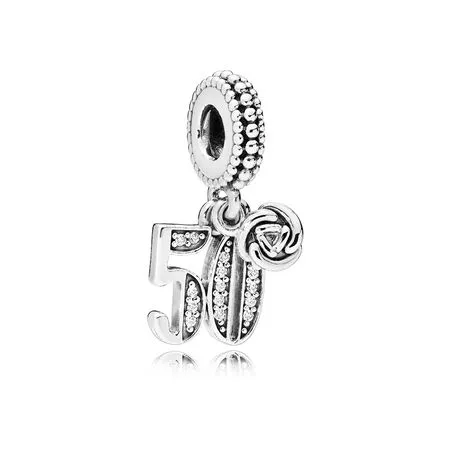 pandora 50 years of love dingle charm clear cz 797264cz