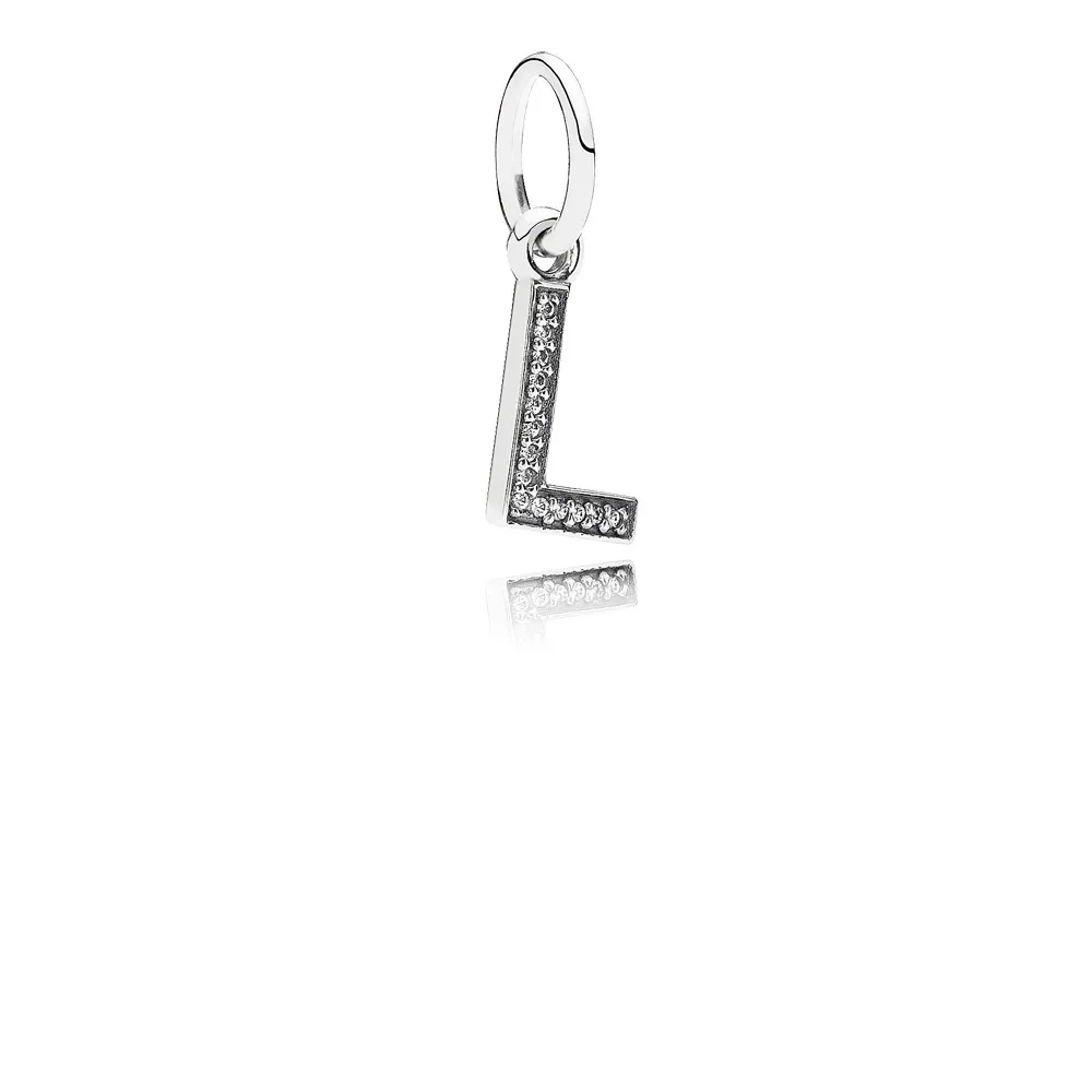 pandora bokstaven l hengende charm 791324cz