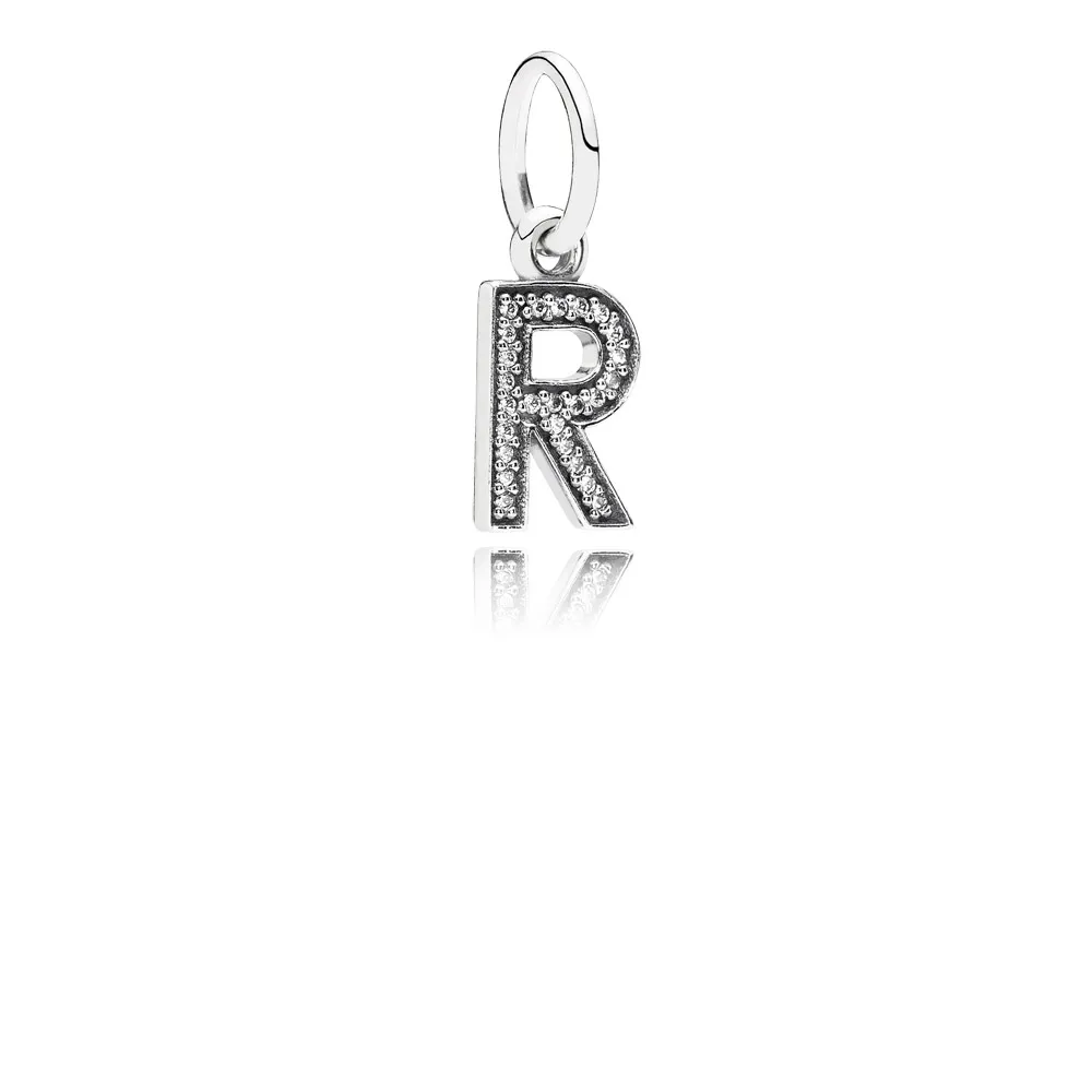 pandora bokstaven r hengende charm 791330cz