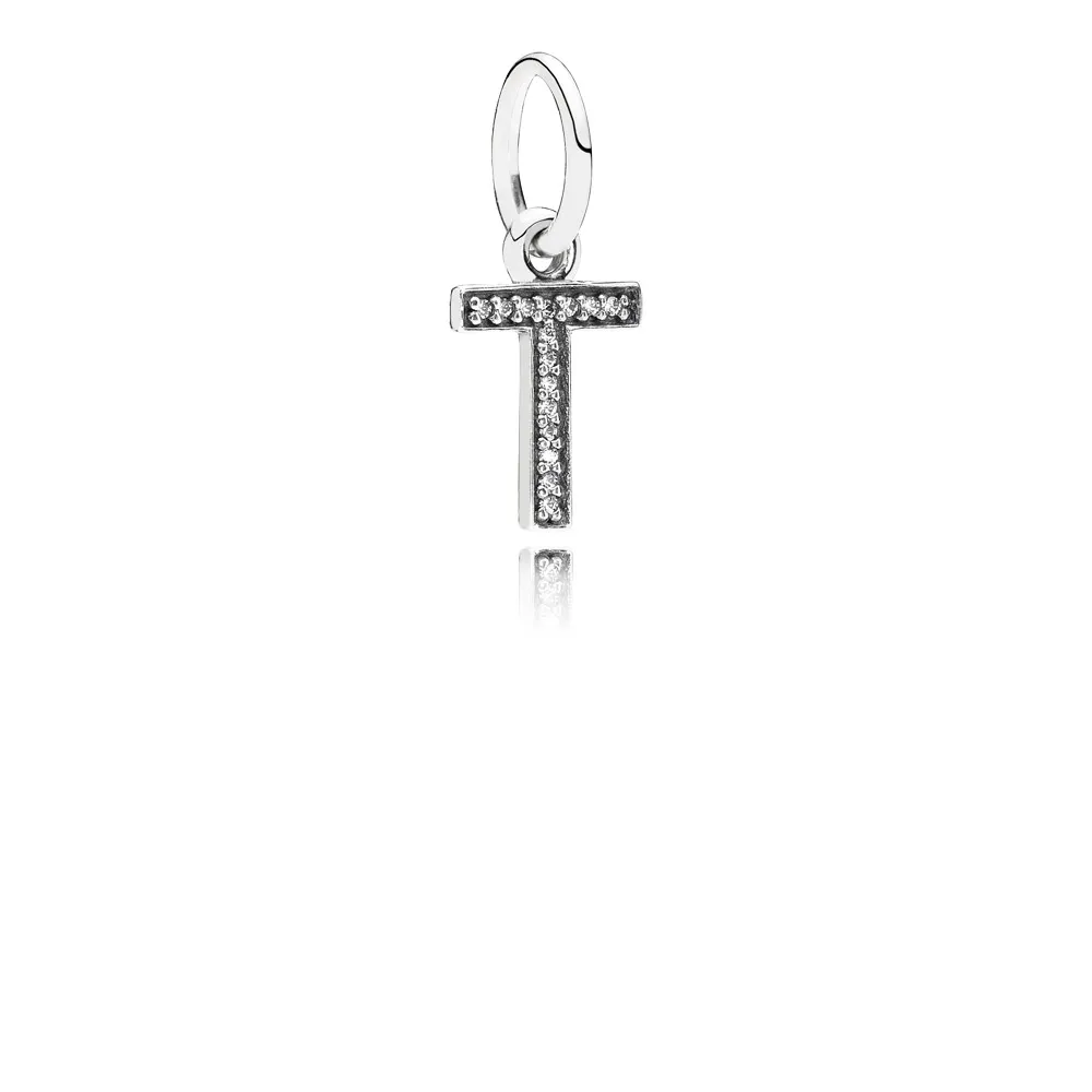 pandora bokstaven t hengende charm 791332cz