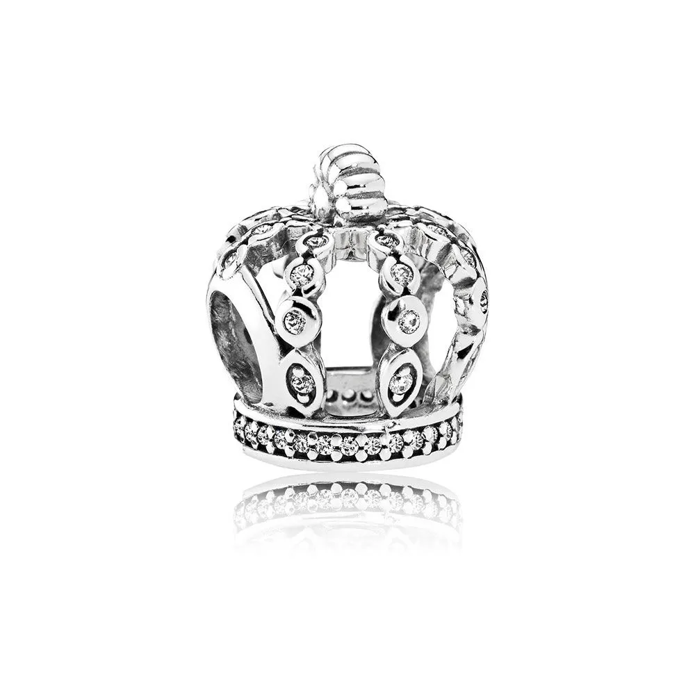 pandora crown silver charm with clear cubic zirconia 792058cz
