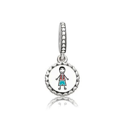 PANDORA Dad Stick Figur Dingle Charm, Blandet emalje - ENG792018_1