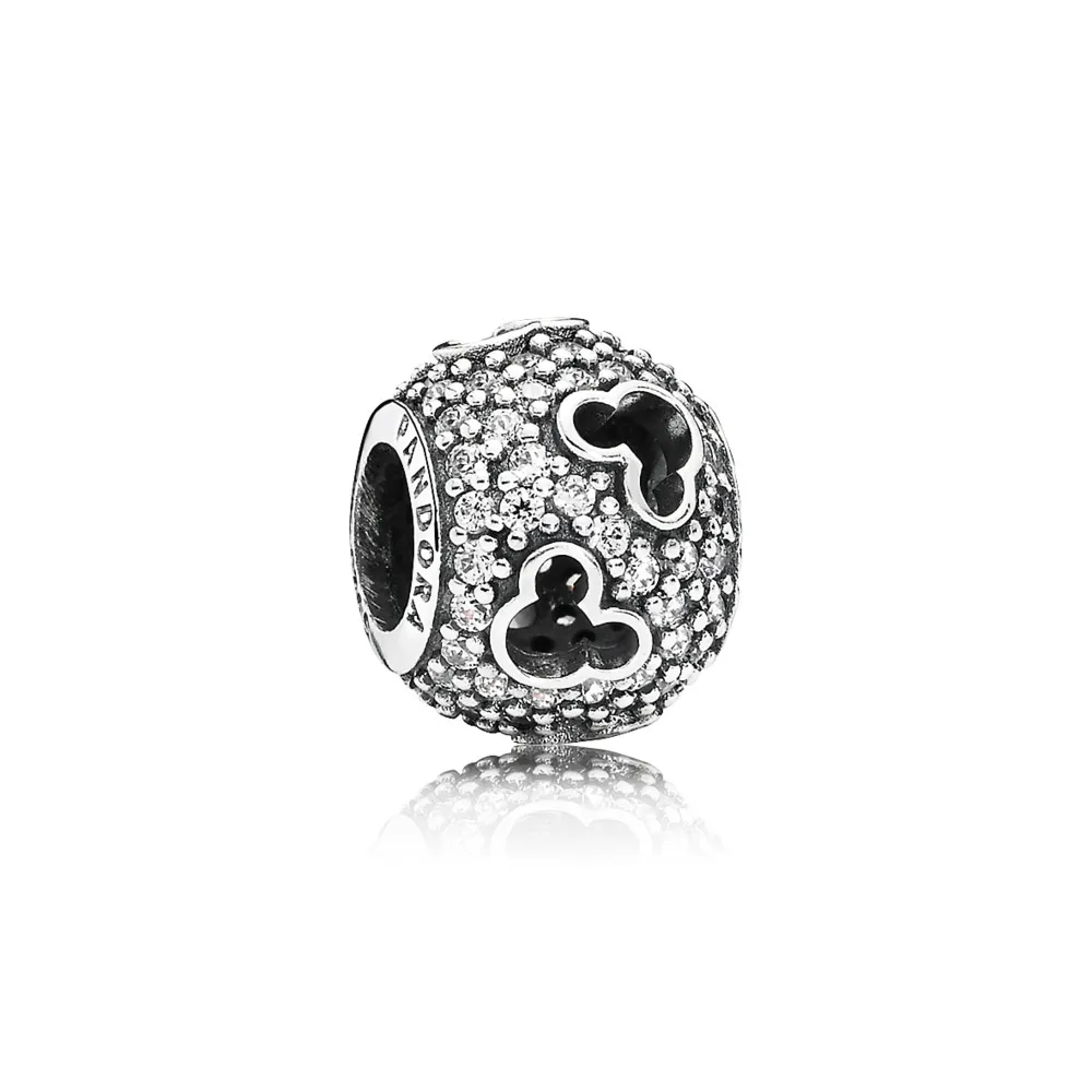 Pandora Disney abstract pave silver charm with cubic zirconia and cut-out Mickey silhouettes - 791442CZ