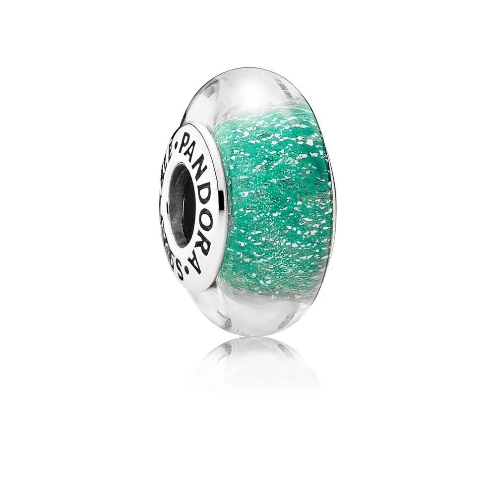 pandora disney ariel silver charm with green fluorescent murano glass 791641