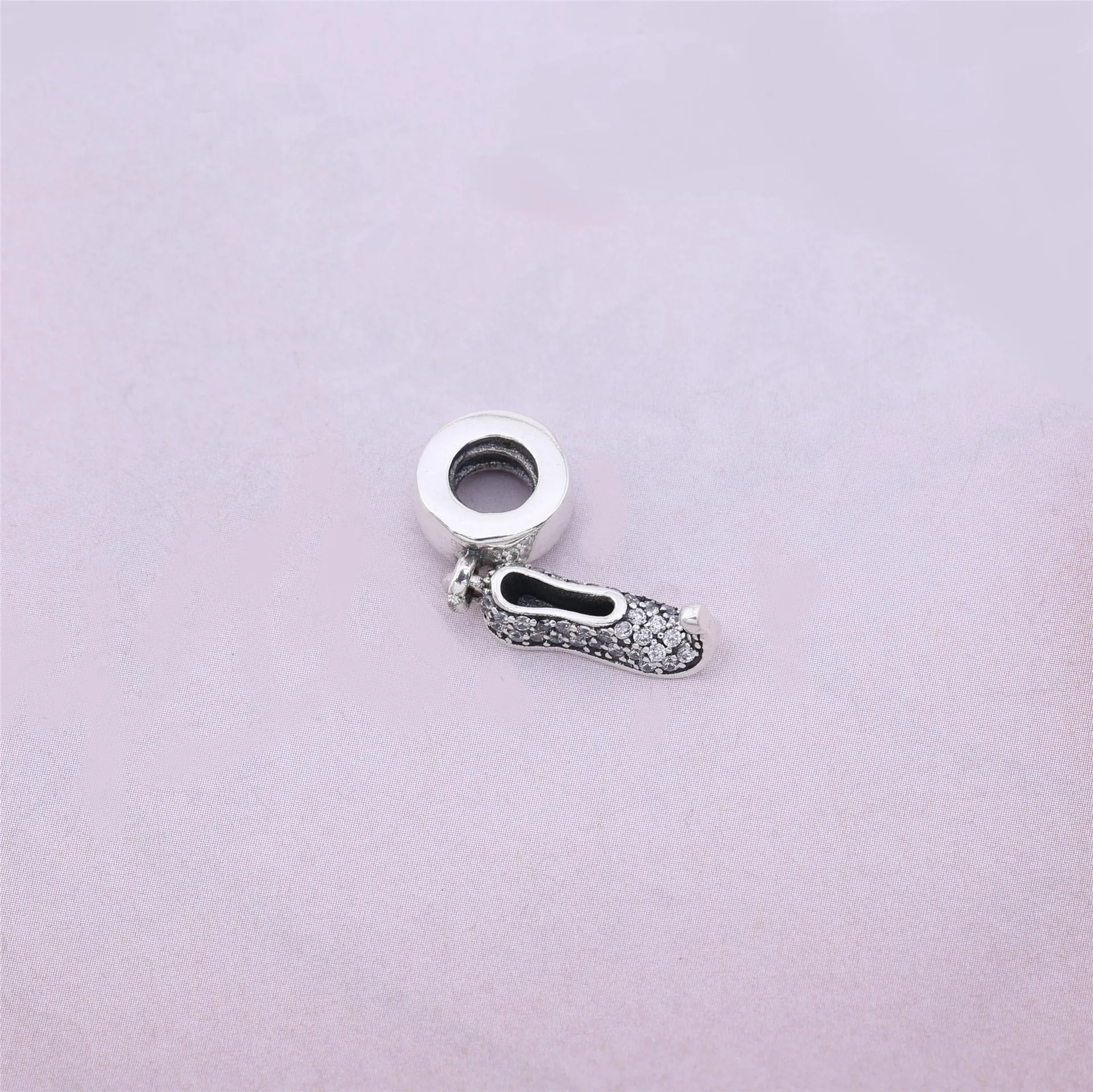 Pandora Disney Jasmine tøffel sølv dingle med blågrønn cubic zirconia - 791790MCZ