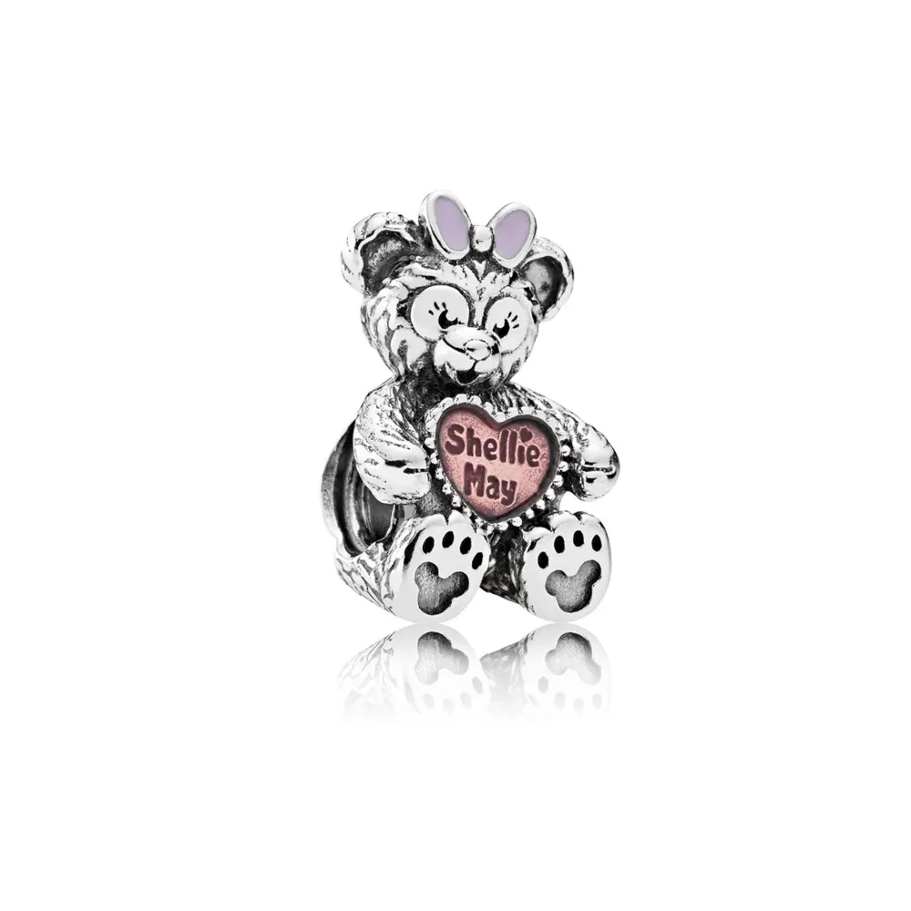 pandora disney shelliemay silver charm with pink enamel 792130enmx