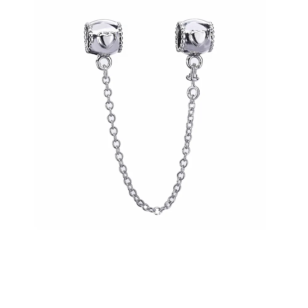pandora embossed heart safety chain 796457cz