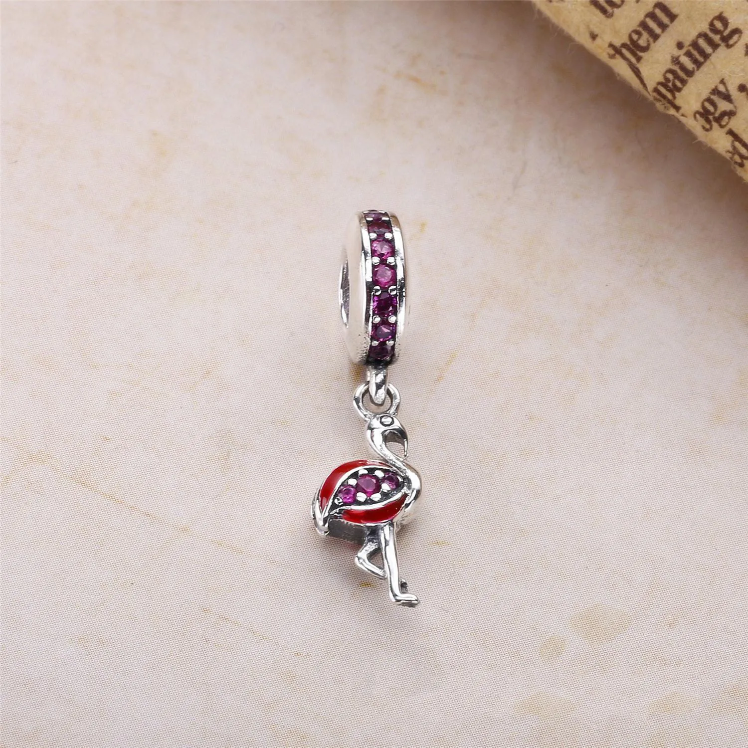 PANDORA Flamingo Dangle, Fancy Pink CZ oransje emalje - 791294CZS
