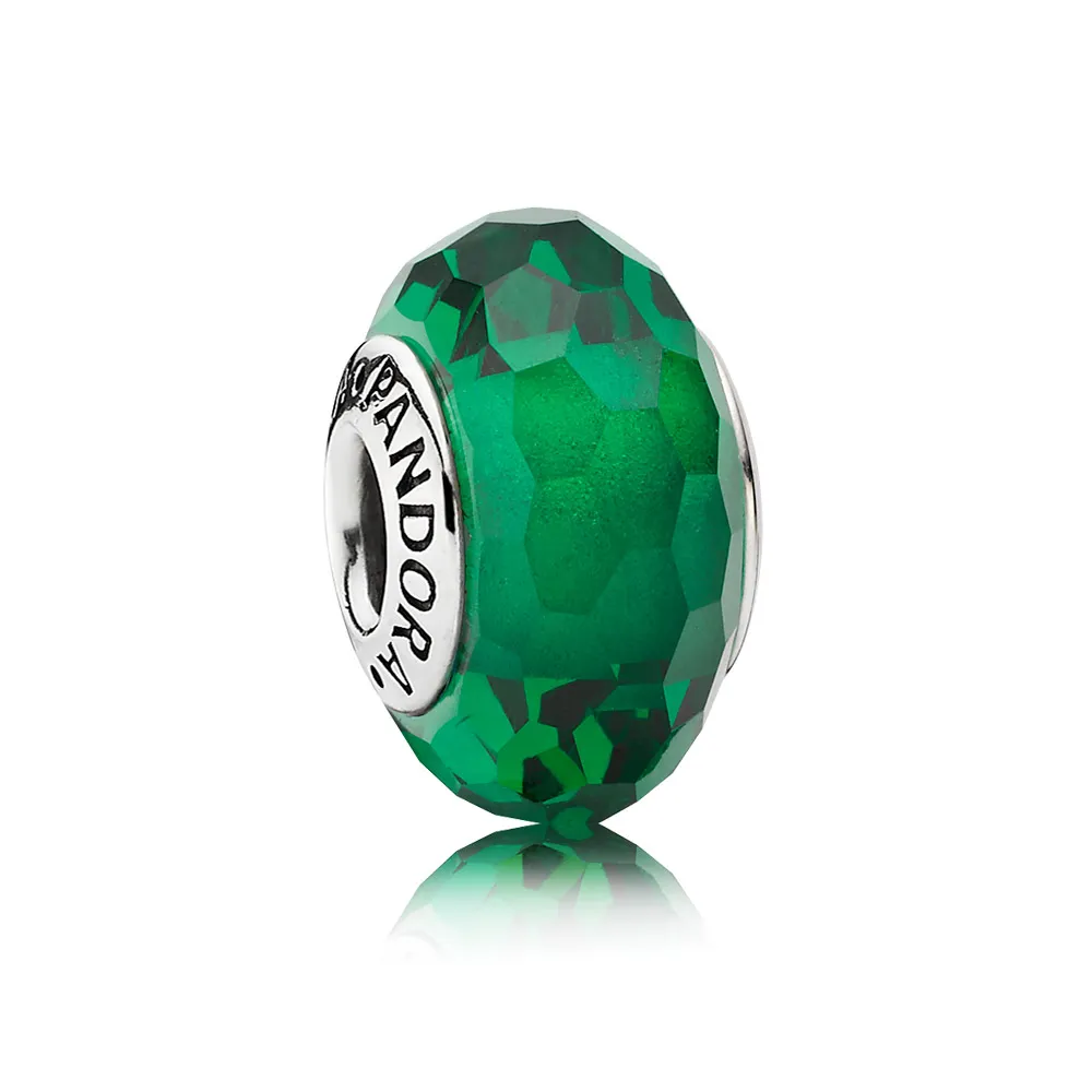 pandora forest green faceted glass charm 791619