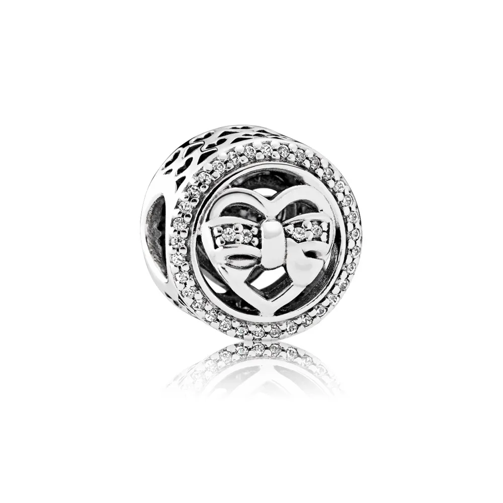 pandora heart silver charm with clear cubic zirconia 792146cz
